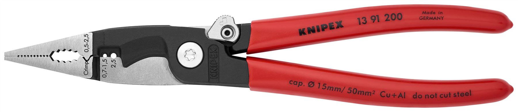 KNIPEX Pliers for Electrical Installation 200mm Plastic Coated 13 91 200