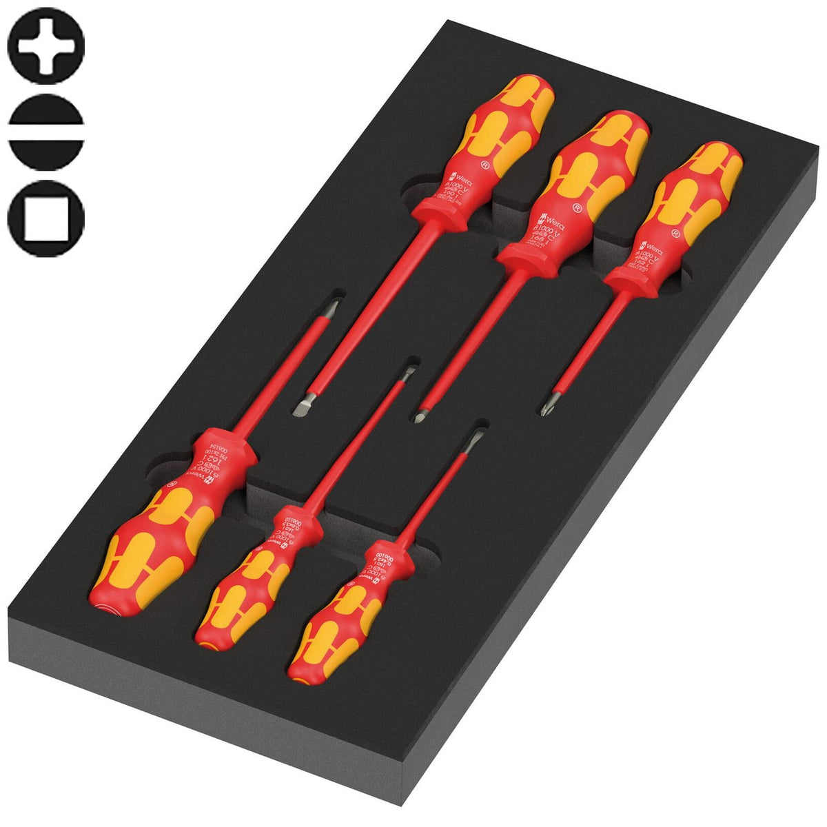 Wera 97111 Foam Insert Kraftform Series 100 VDE Screwdriver Set 2, 7 Pieces  White Rose Tools
