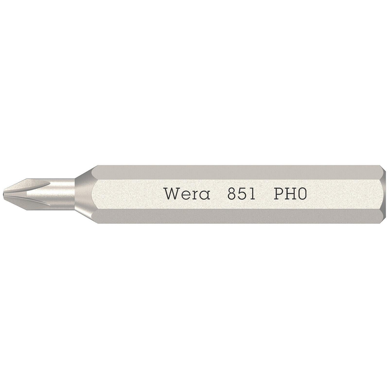 Wera Micro Precision Screwdriver Bits with 4mm Hex Drive Phillips Pozi Slotted Hex Torx - Choose Size  White Rose Tools
