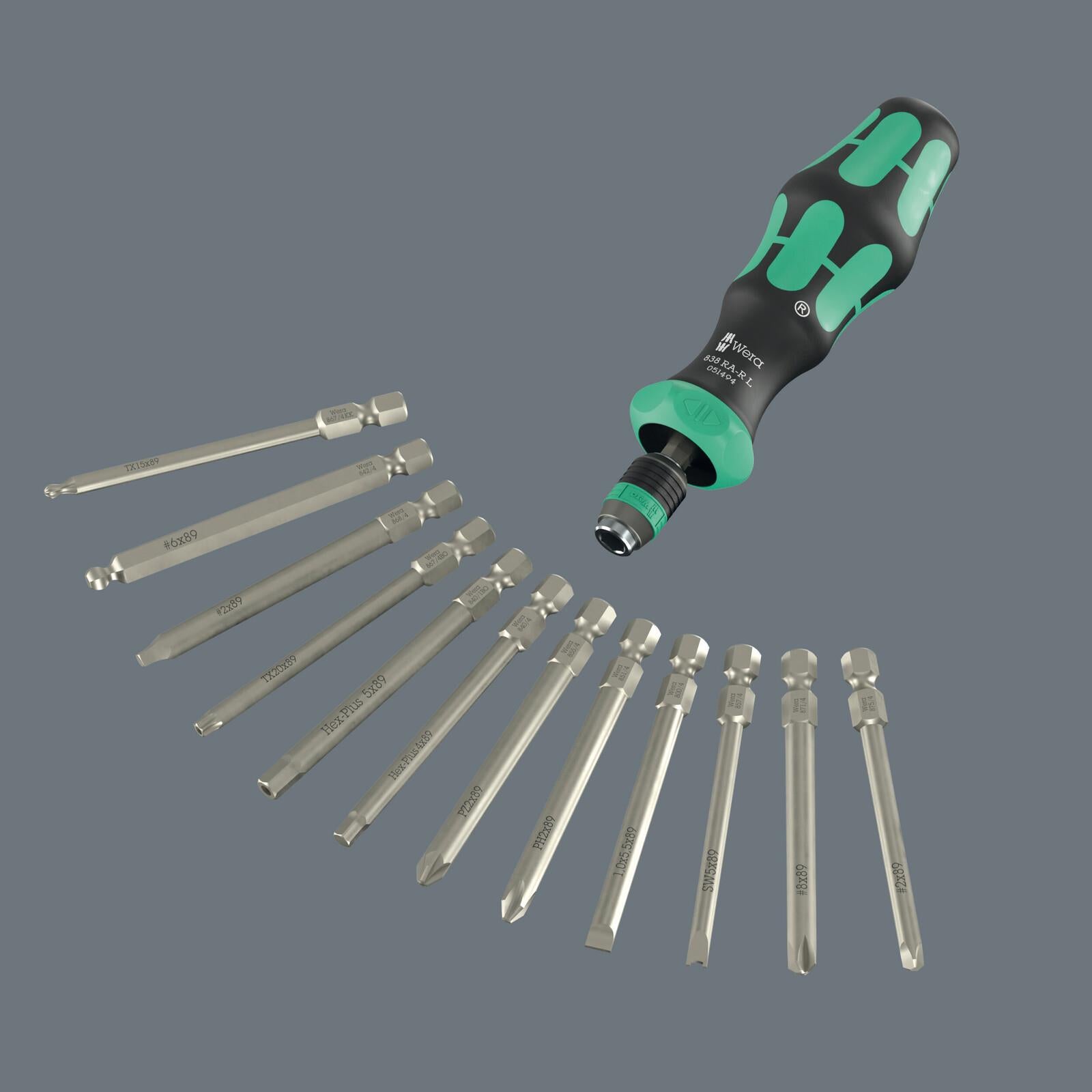 Wera Ratchet Screwdriver 838 RA-R L Bit Holding Screwdriver with Ratchet Functionality 1/4" Hex