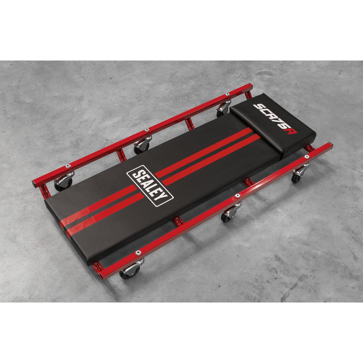 Sealey 36" Deluxe American-Style Creeper with Steel Frame & 6 Wheels - Red