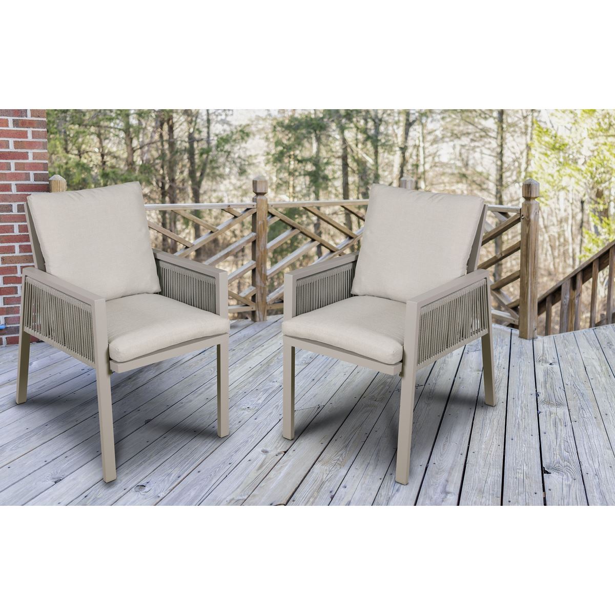 Dellonda Fusion Garden/Patio Aluminium Dining Chair with Armrests, Set of 4, Light Grey - DG50
