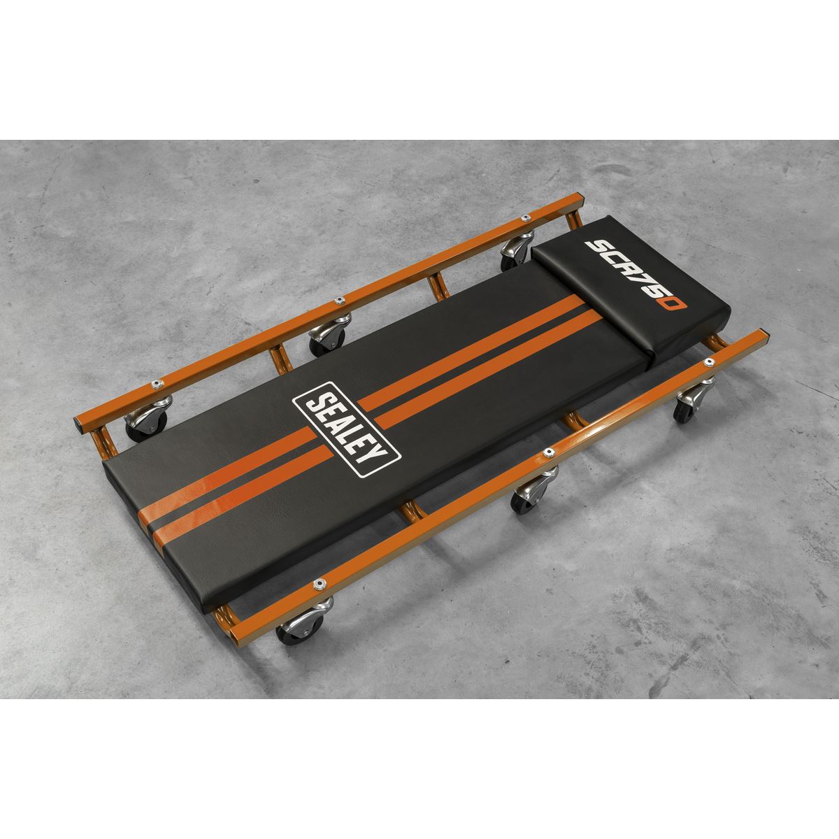 Sealey American-Style Deluxe Creeper 36" with Steel Frame & 6 Wheels - Orange