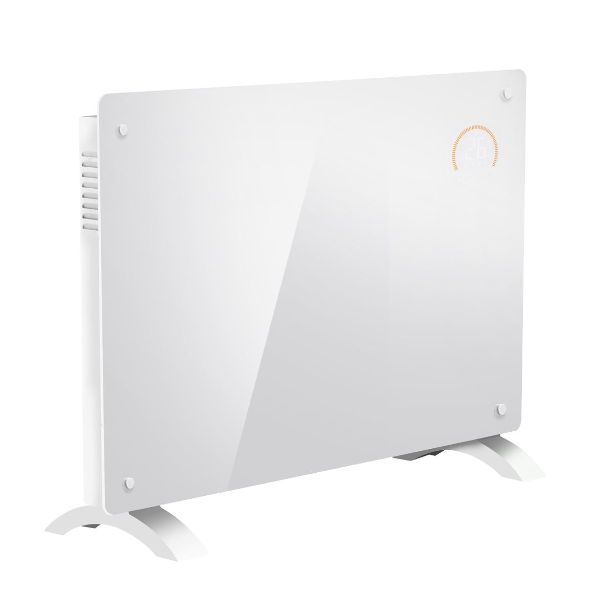 Baridi Electric Glass Panel Heater, 1500W, Thermostat Controlled 24Hr 7 Day Timer, Wi-Fi Enabled, Remote Control, White