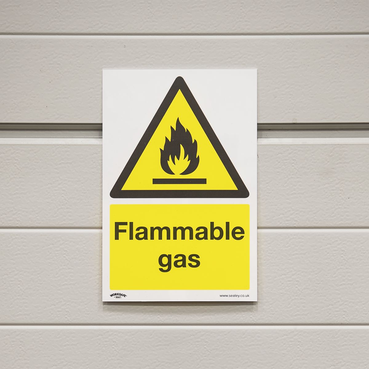 Worksafe by Sealey Warning Safety Sign - Flammable Gas - Rigid Plastic