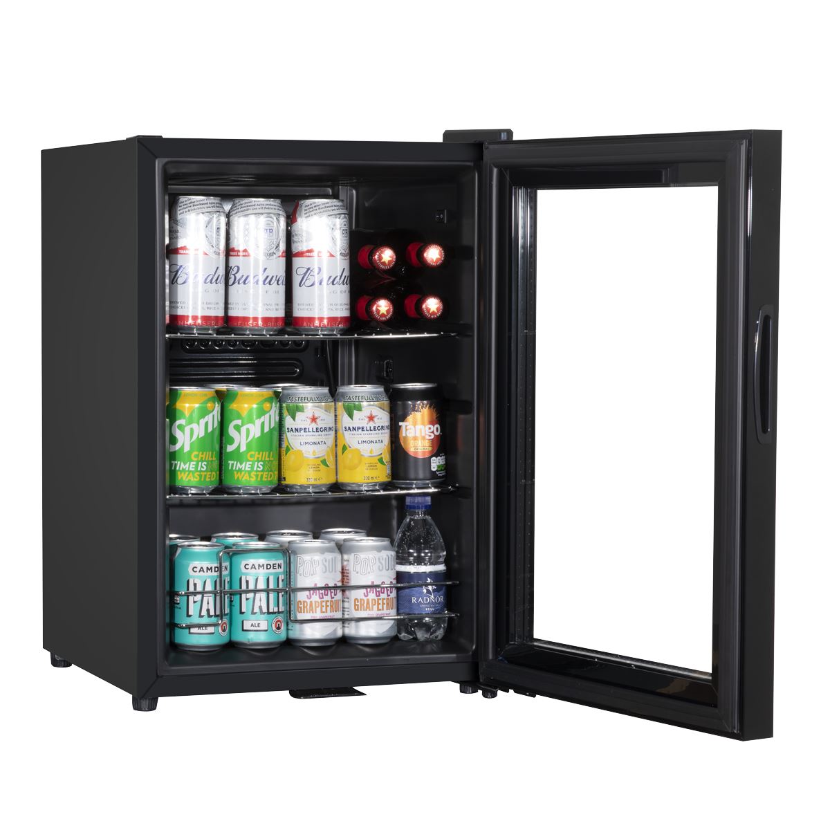 Baridi 60L Beer & Drinks Fridge with LED Light, Black and Glass Door
