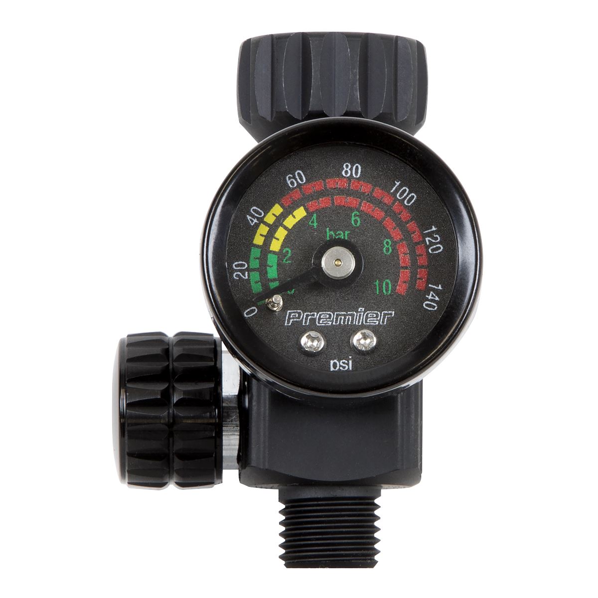 Sealey Premier On-Gun Air Pressure Regulator/Gauge with Glass Lens 