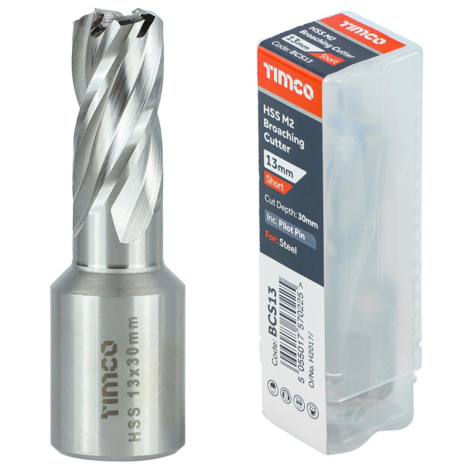 TIMCO Broaching Cutters M2 HSS Steel Mag Drill Bit and Replacement Pilot Pins - Choose Size