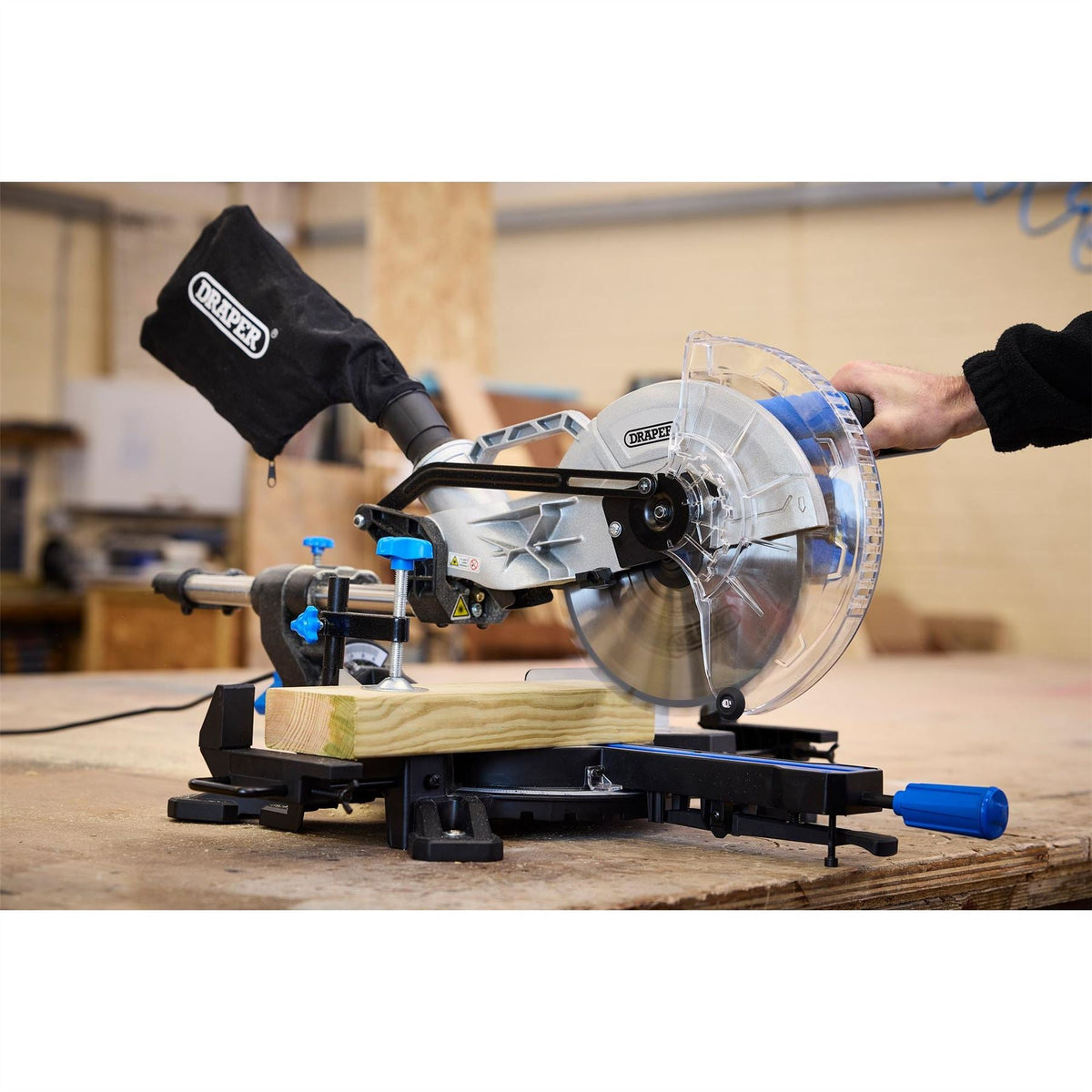 Draper 230V Sliding Compound Mitre Saw 255mm 1800W 90170  White Rose Tools