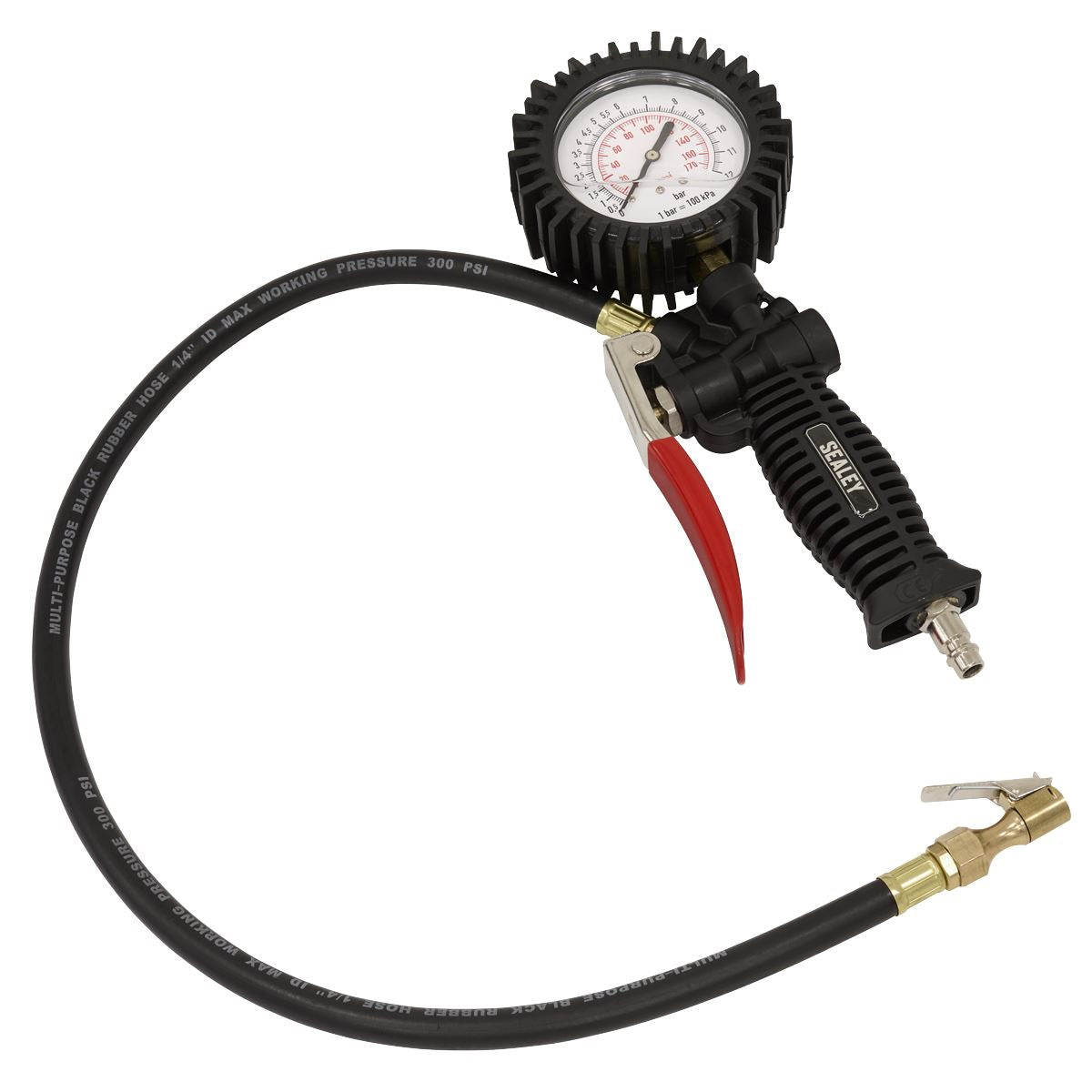 Sealey Tyre Inflator with Clip-On Connector