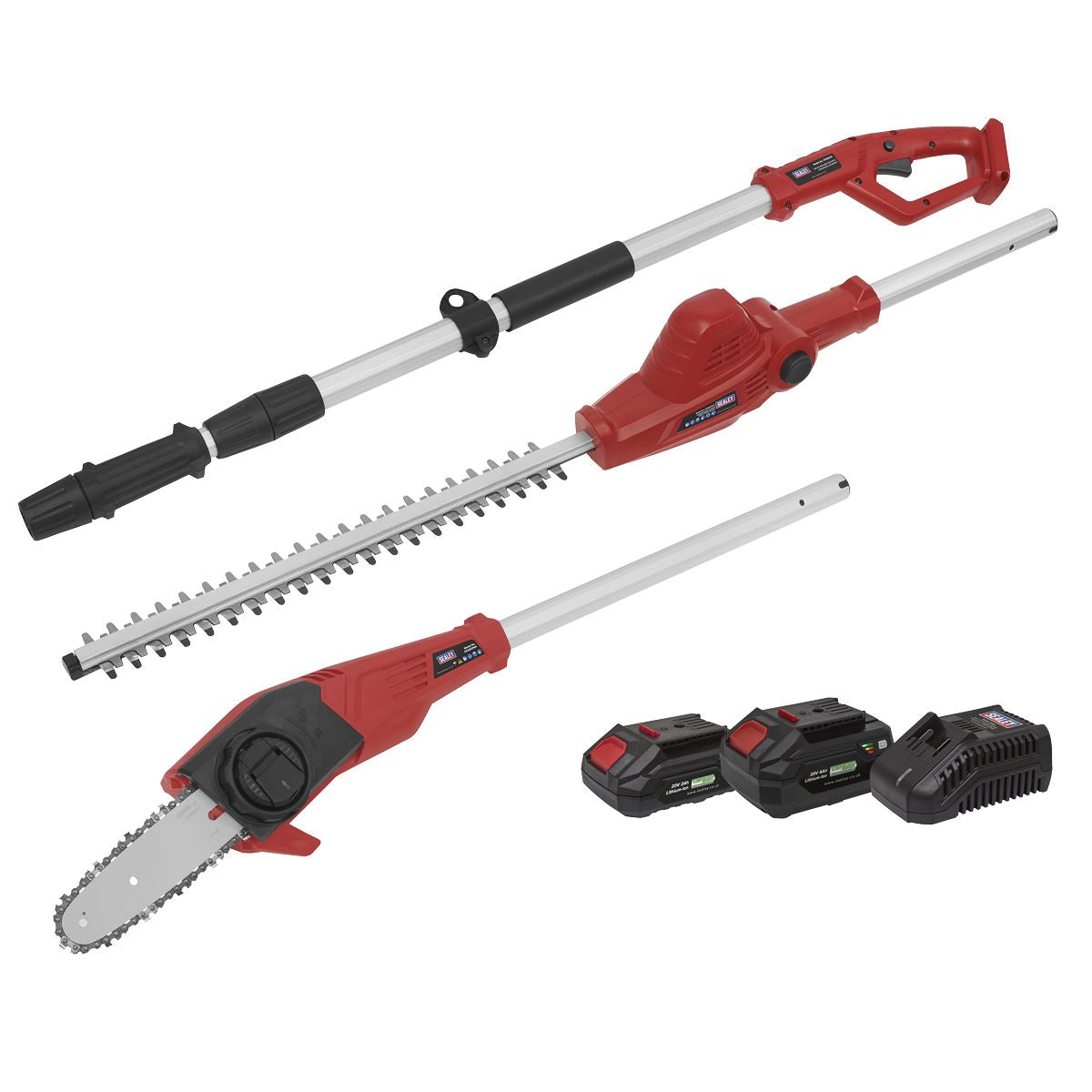 Sealey Telescopic Cordless Hedge Trimmer & Chainsaw Kit 20V SV20 Series - 2 Batteries 
