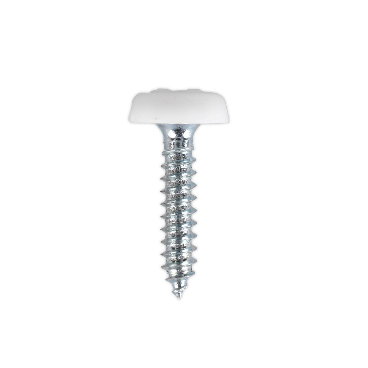 Sealey Numberplate Screw Plastic Enclosed Head 4.8 x 24mm White Pack of 50 
