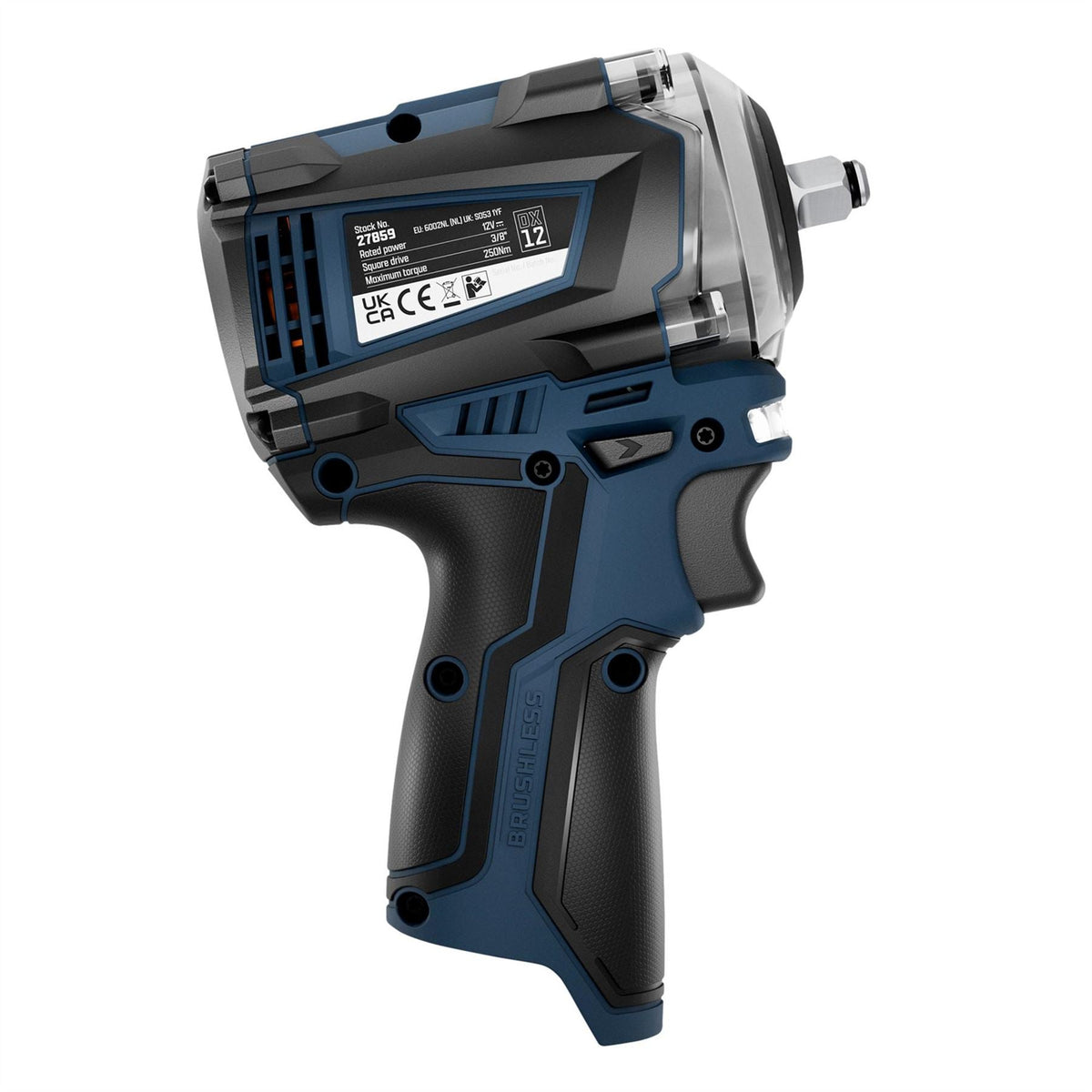 Draper DXPULSE 12V Brushless Impact Wrench Kit 3/8" Sq. Dr. 1 x 5.0Ah Battery 1 x Fast Charger 27960  White Rose Tools