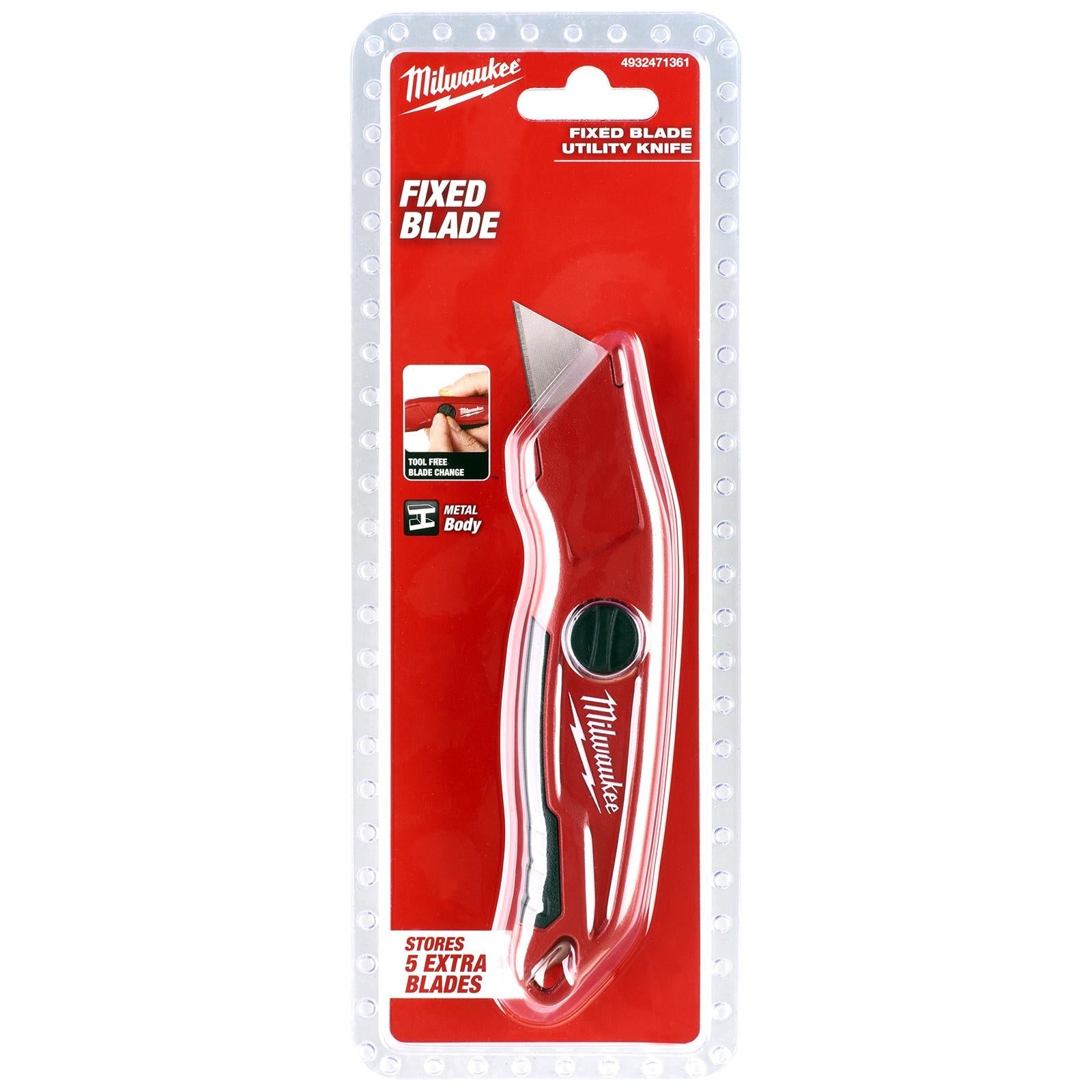 Milwaukee Fixed Blade Knife 101mm 4in Cutter Cutting 