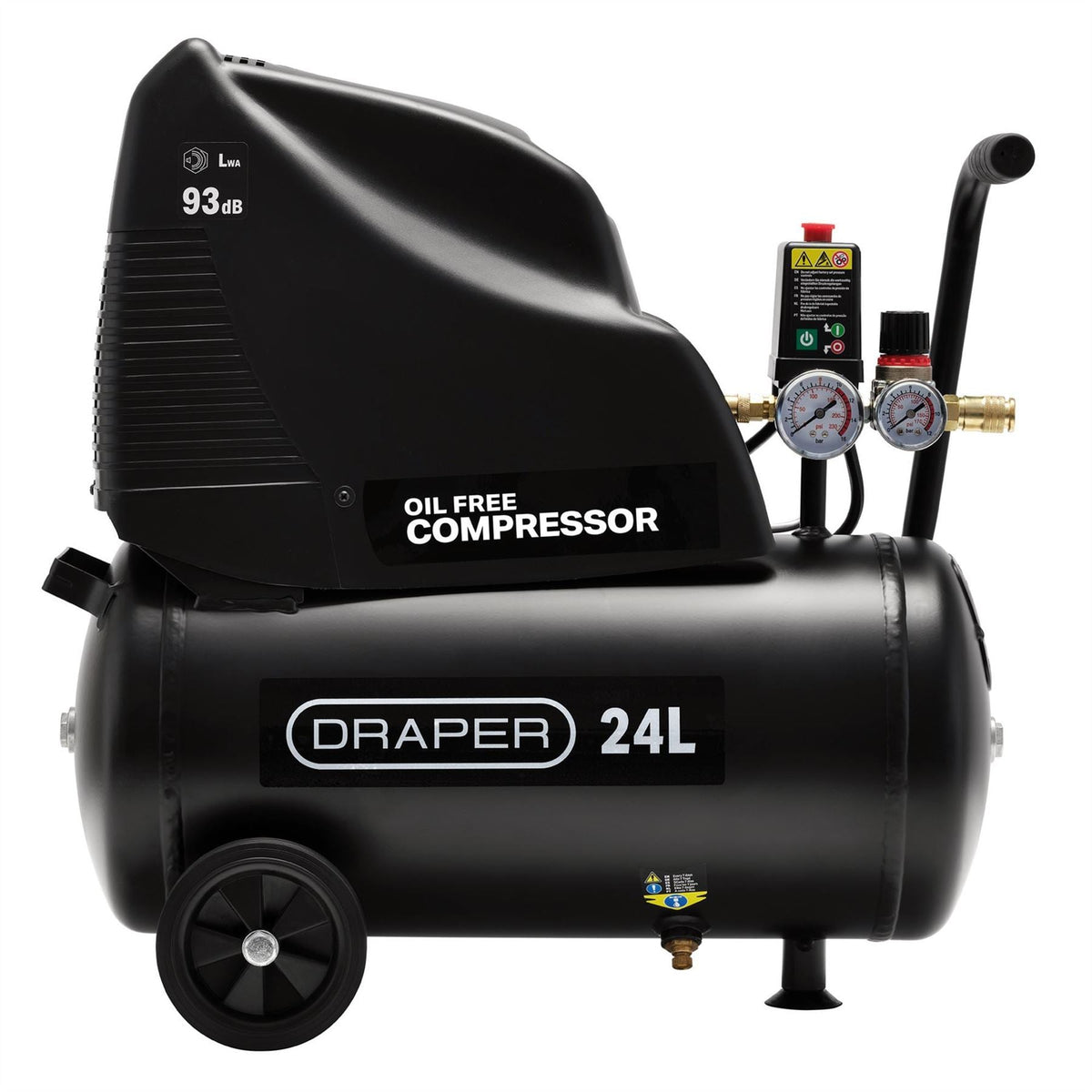 Draper 230V 24L Direct Drive Oil-Free Air Compressor 1.1kW/1.5hp 24978  White Rose Tools