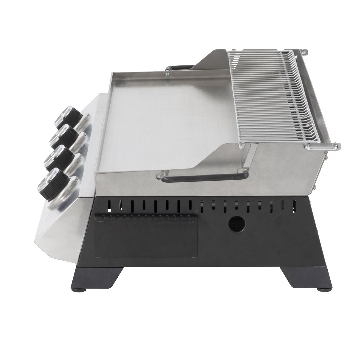 Dellonda 4 Burner Portable Gas Plancha with Warming Rack, 10kW BBQ Griddle, Stainless Steel