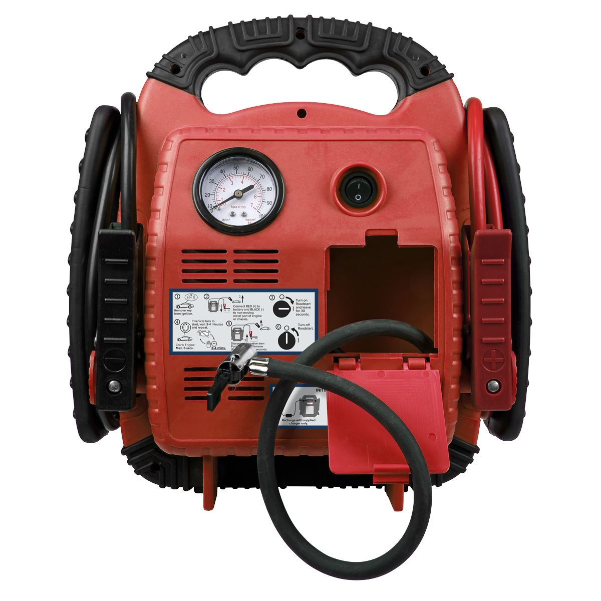 Sealey RoadStart® Emergency Jump Starter with Air Compressor 12V 900 Peak Amps 