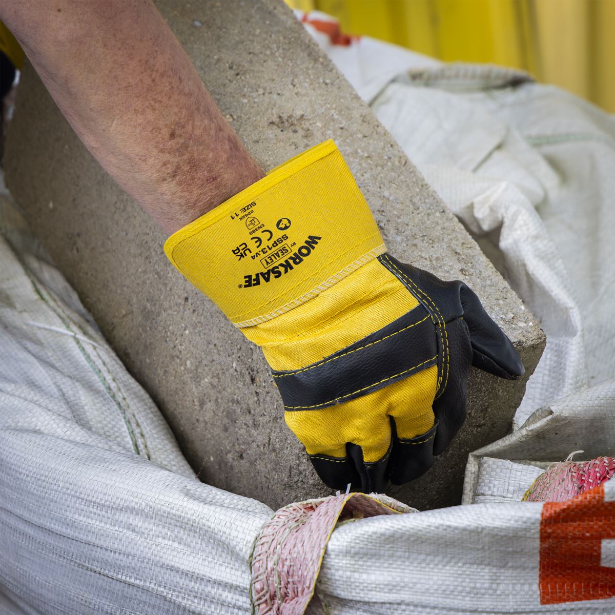 Worksafe by Sealey Rigger's Gloves Hide Palm - Pack of 6 Pairs