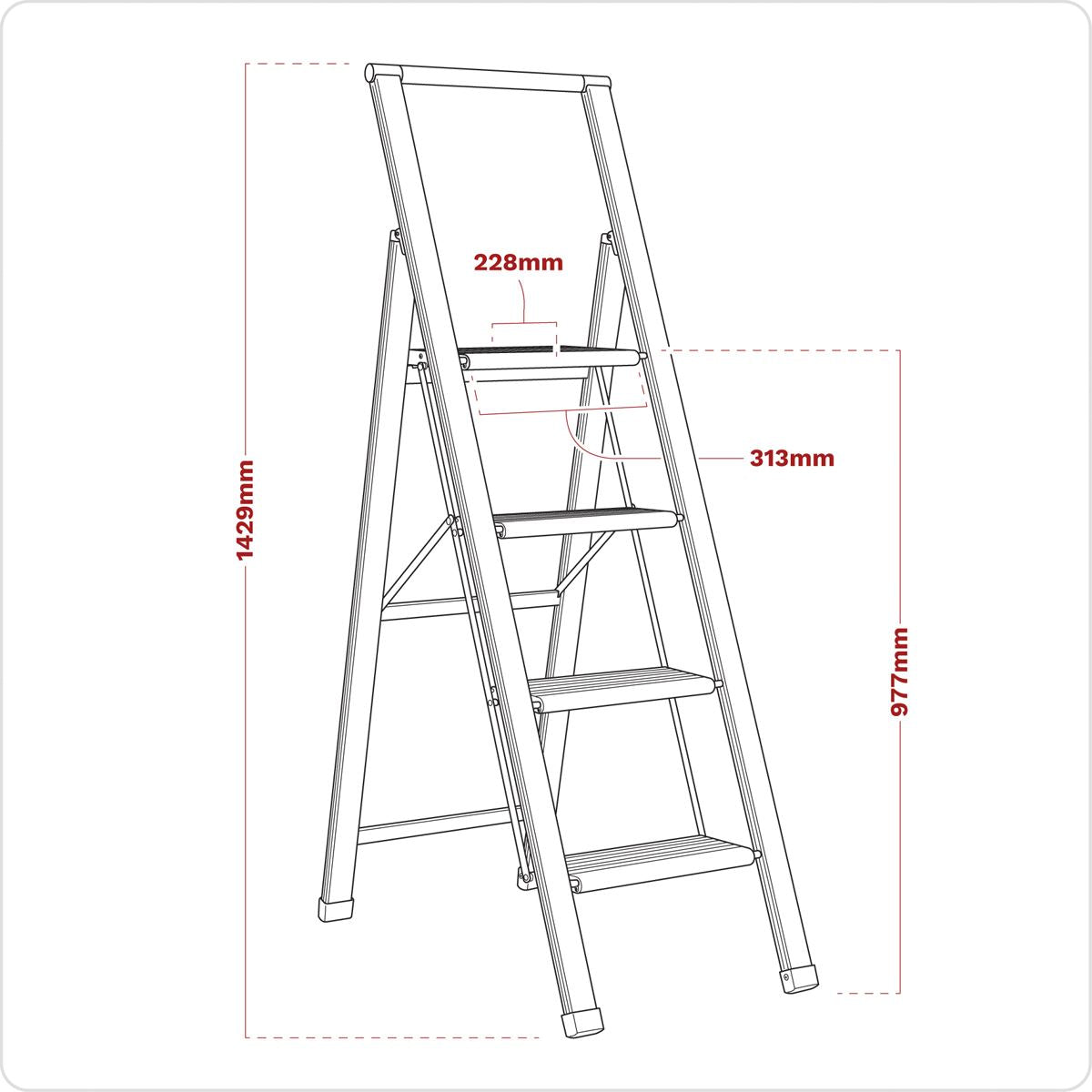 Sealey Aluminium Professional Folding Step Ladder 4-Step 150kg Capacity 