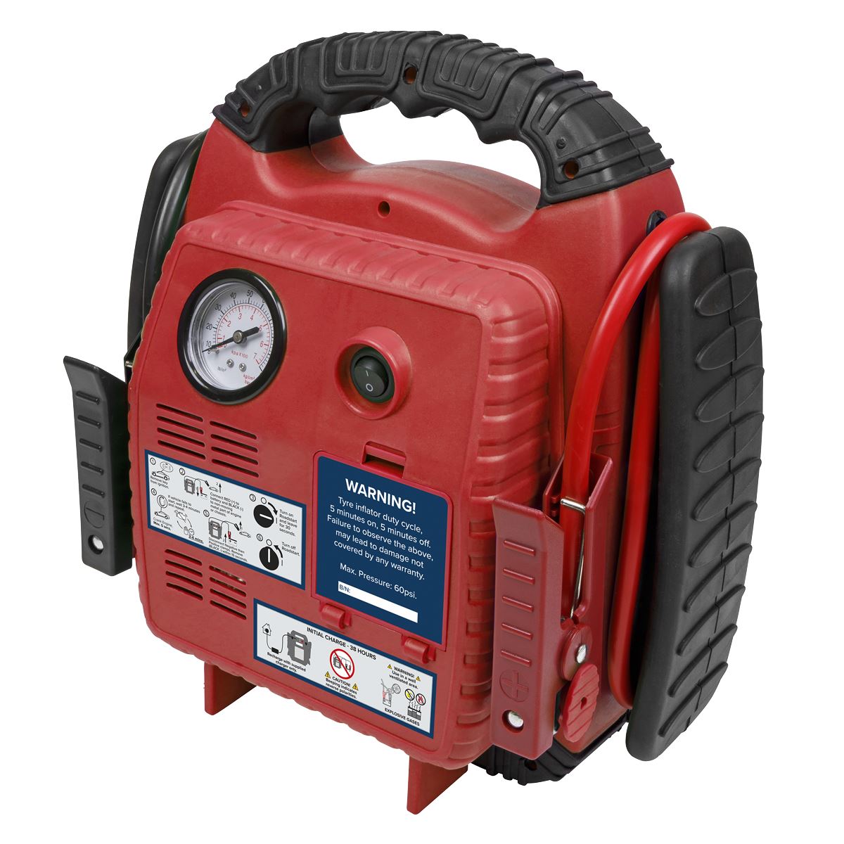 Sealey RoadStart® Emergency Jump Starter with Air Compressor 12V 900 Peak Amps 