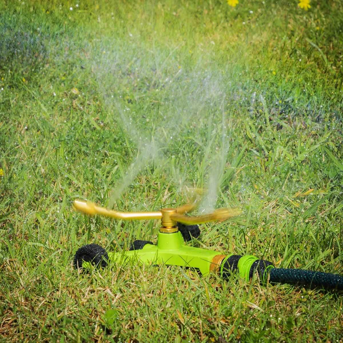 Sealey 3-Arm Brass Sprinkler with Metal Wheeled Base  White Rose Tools
