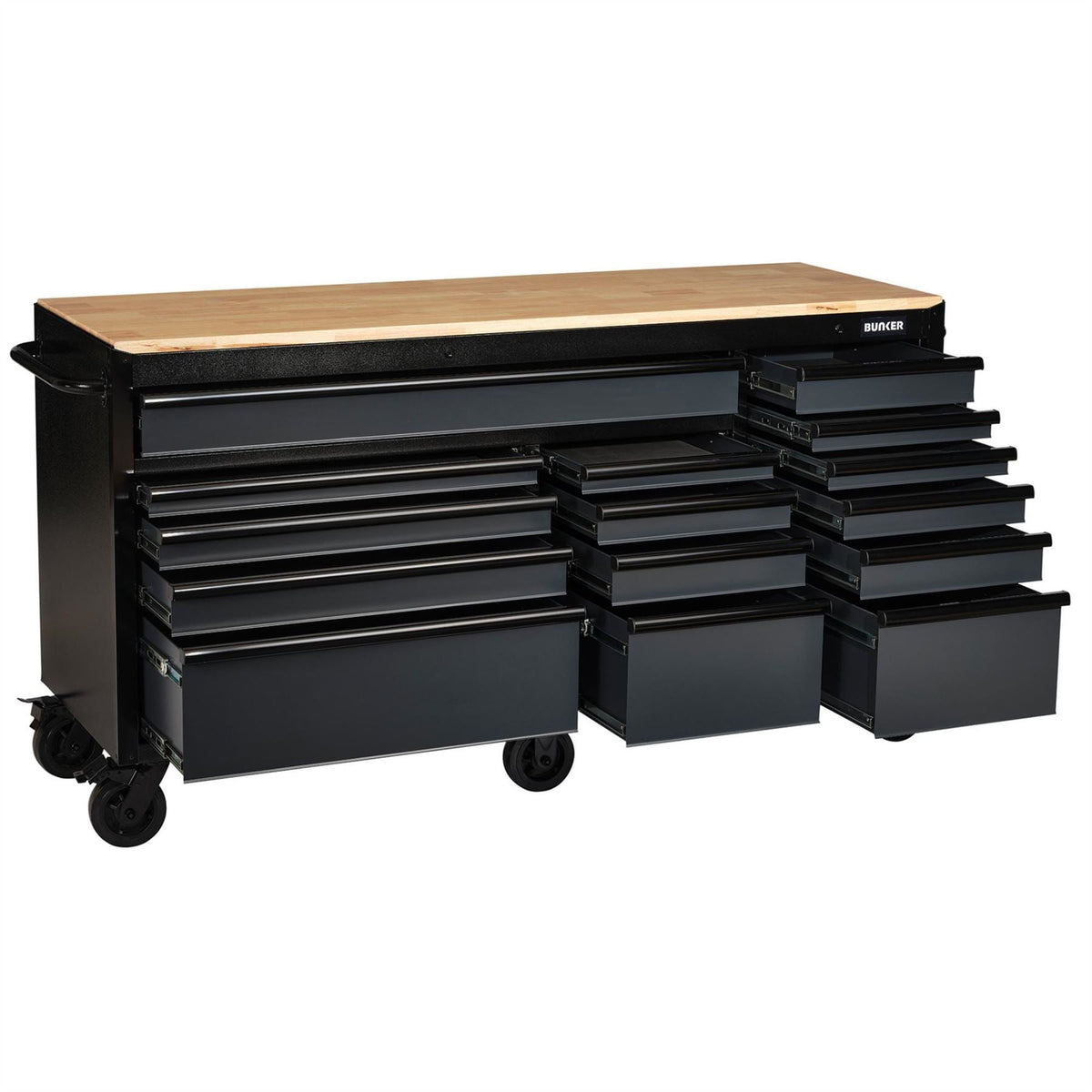 BUNKER 15 Drawer Workbench Roller Tool Cabinet 72" Grey 27242  White Rose Tools