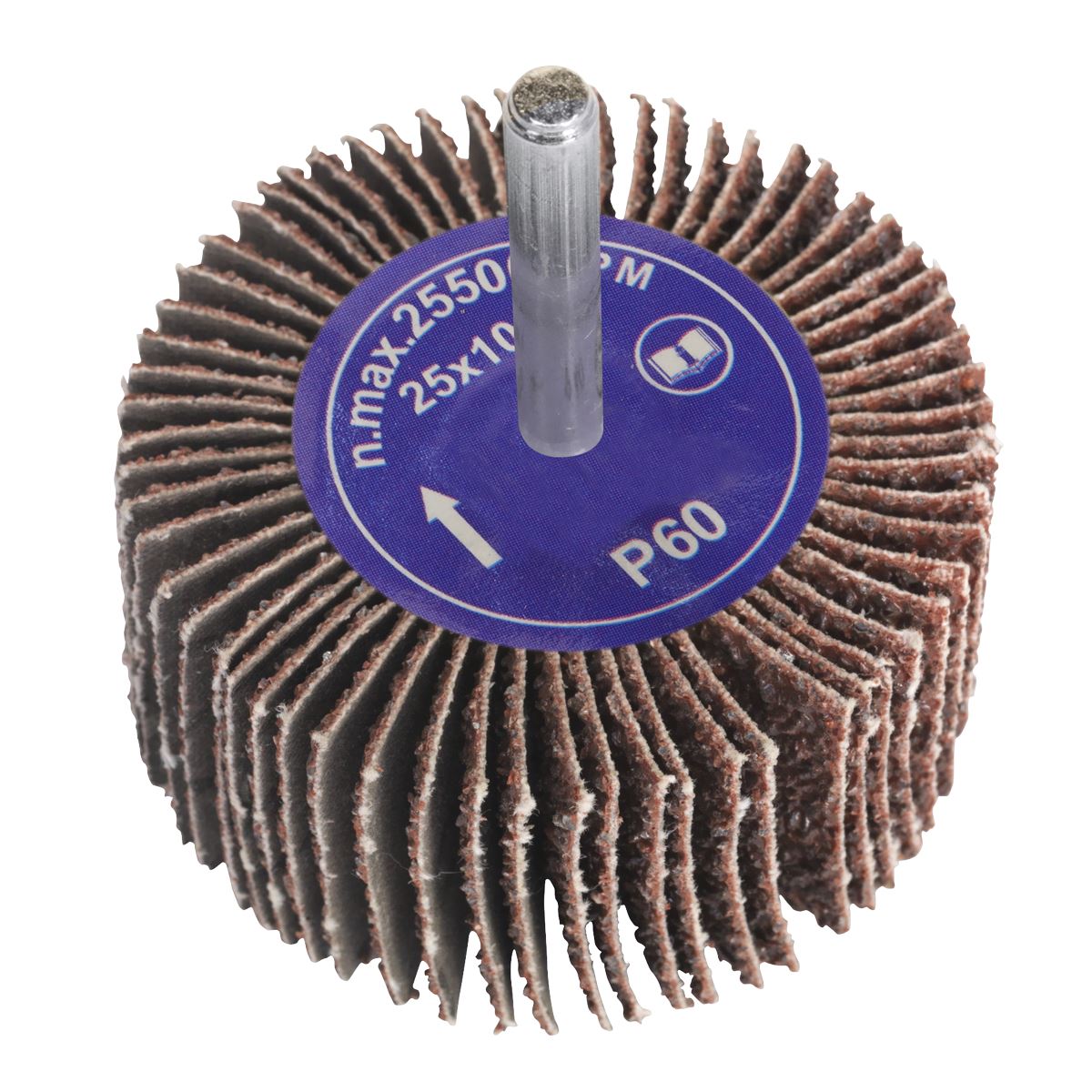 Sealey Abrasive Flap Wheel Ø25 x 10mm Ø6mm Shaft 60Grit 