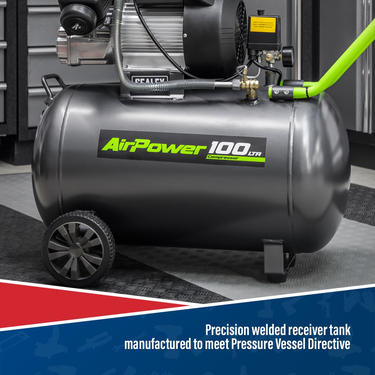 Sealey 100L V-Twin Direct Drive Air Compressor 3hp