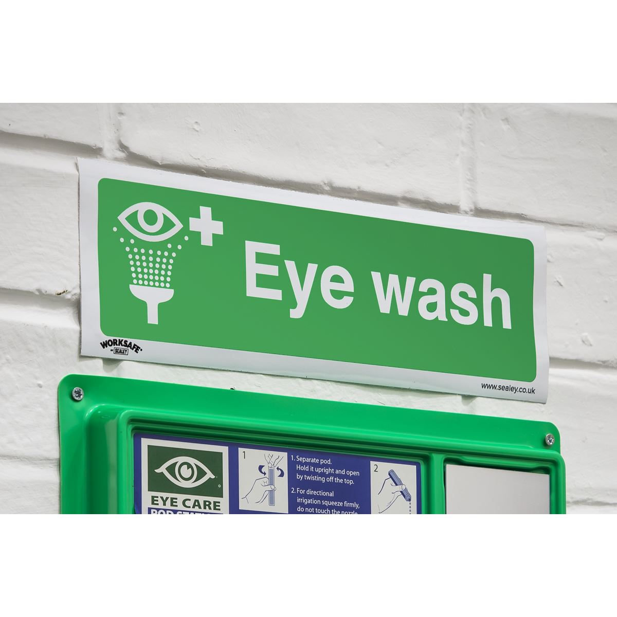 Worksafe by Sealey Safe Conditions Safety Sign - Eye Wash - Self-Adhesive Vinyl - Pack of 10