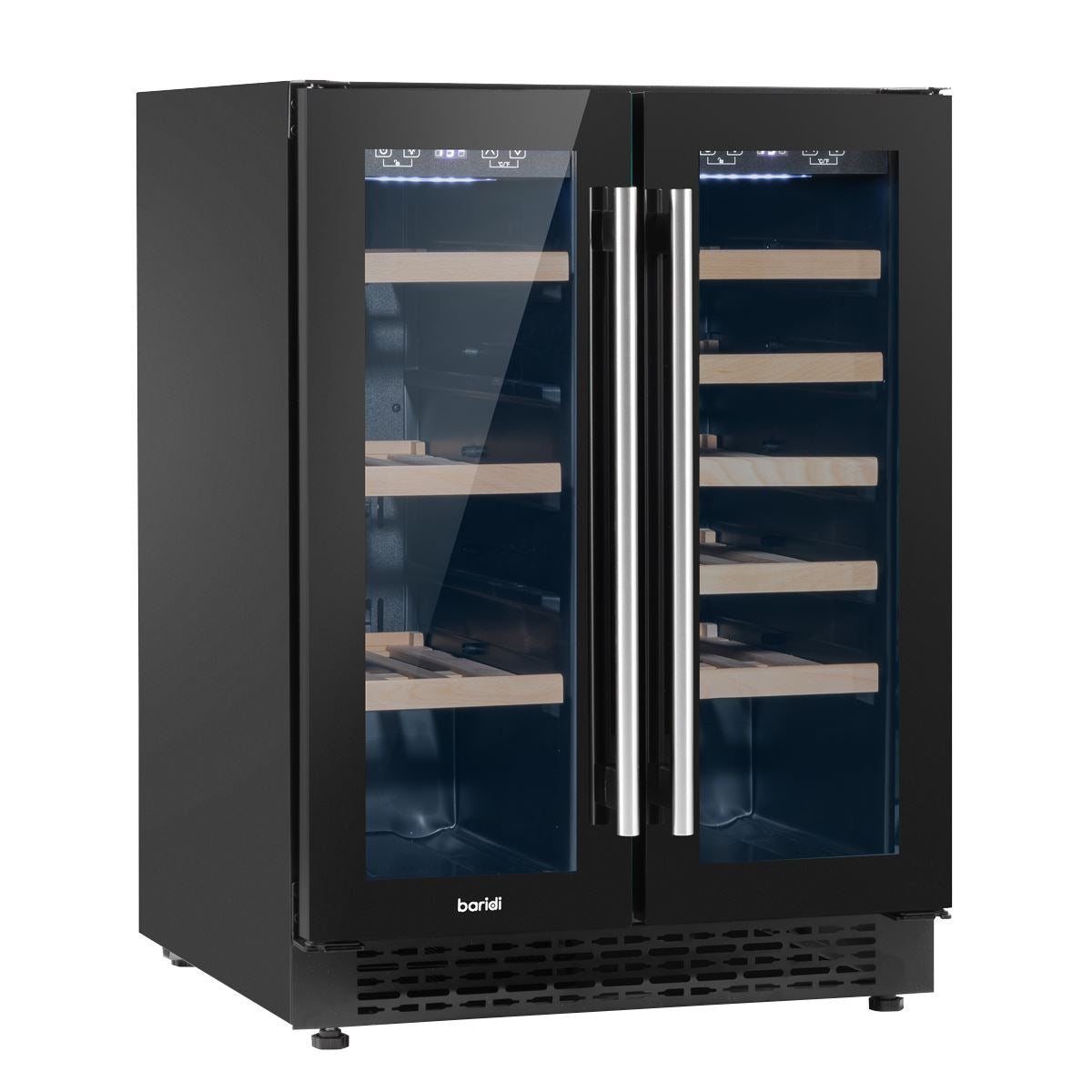 Baridi 60cm Dual Zone Wine Cooler and Drinks Fridge 40 Bottle/120 Can Built-In Under Counter/Freestanding Glass Fronted Bar Drinks Fridge Chiller