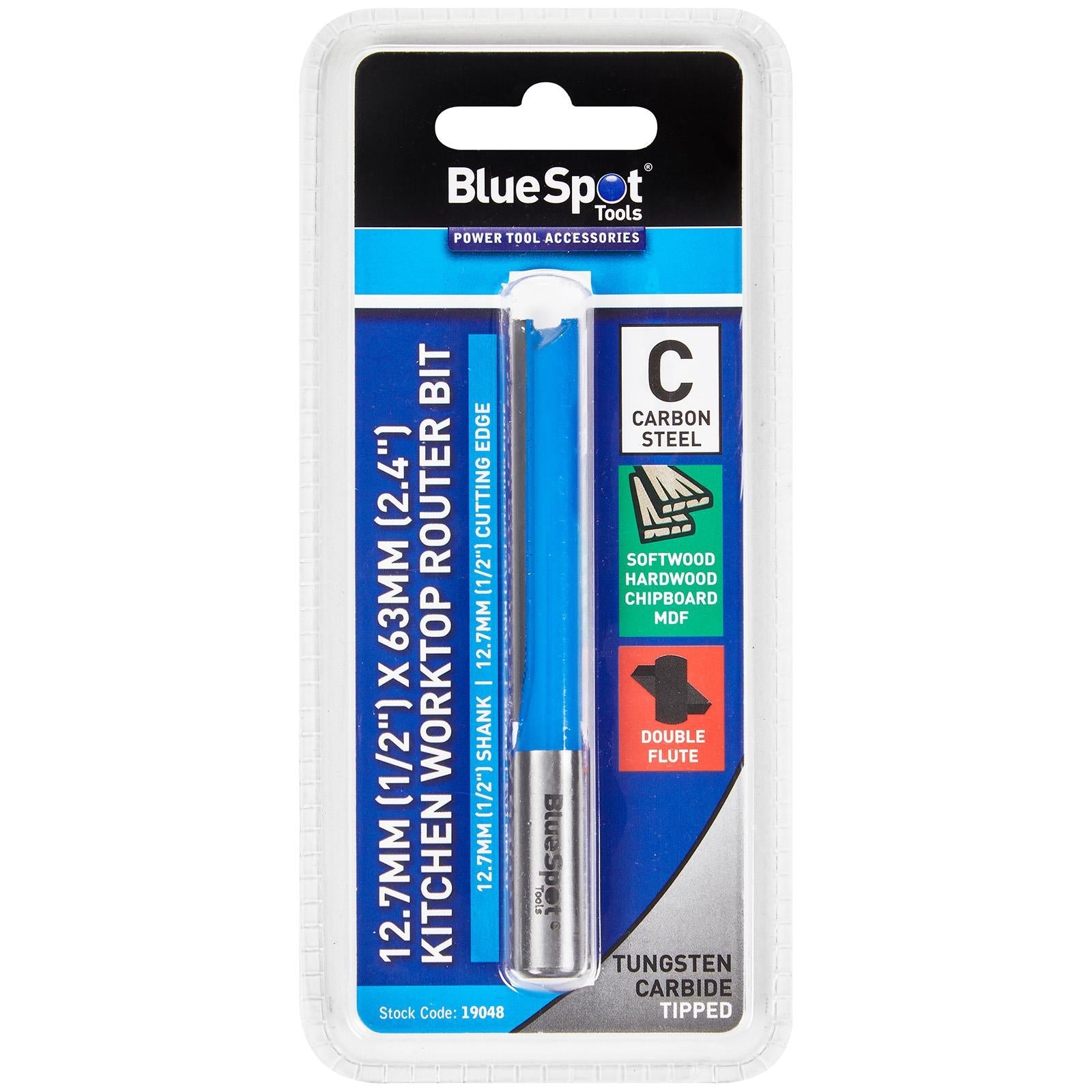 BlueSpot Router Bit 63mm 1/2" Shank for Kitchen Worktops  White Rose Tools