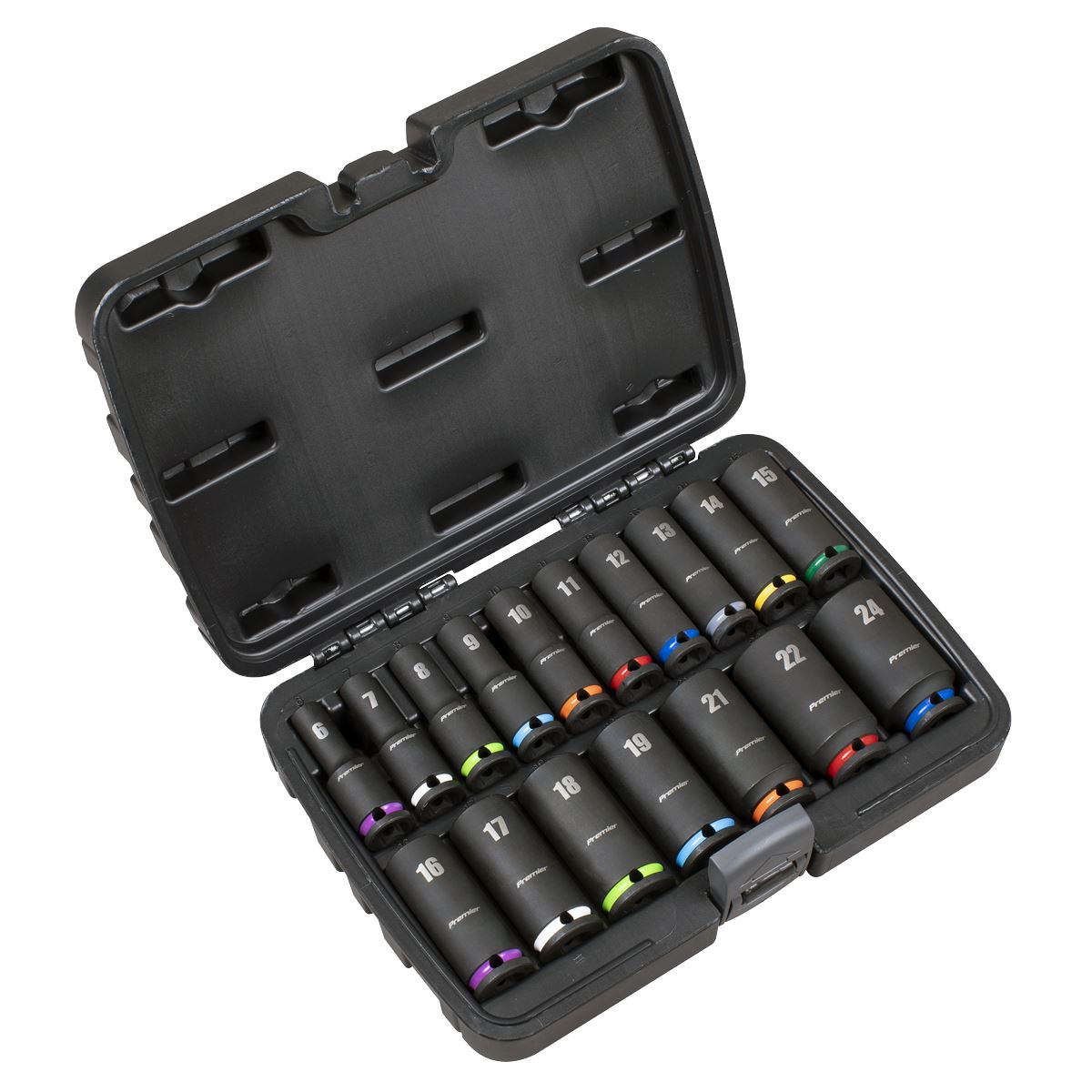 Sealey Premier Deep Impact Socket Set 3/8”Sq Drive 17pc  White Rose Tools