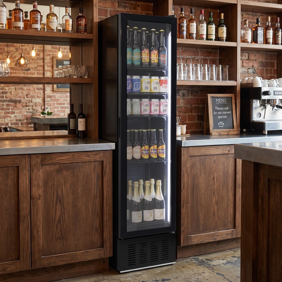 Baridi Tall Drinks/Bar Fridge with Digital Controls & Auto Defrost 160L - Black  White Rose Tools