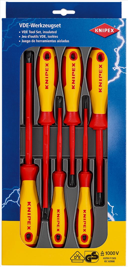 Knipex Screwdriver Set Electricians VDE Insulated 1000V 6 Piece Phillips Slotted 00 20 12 V01