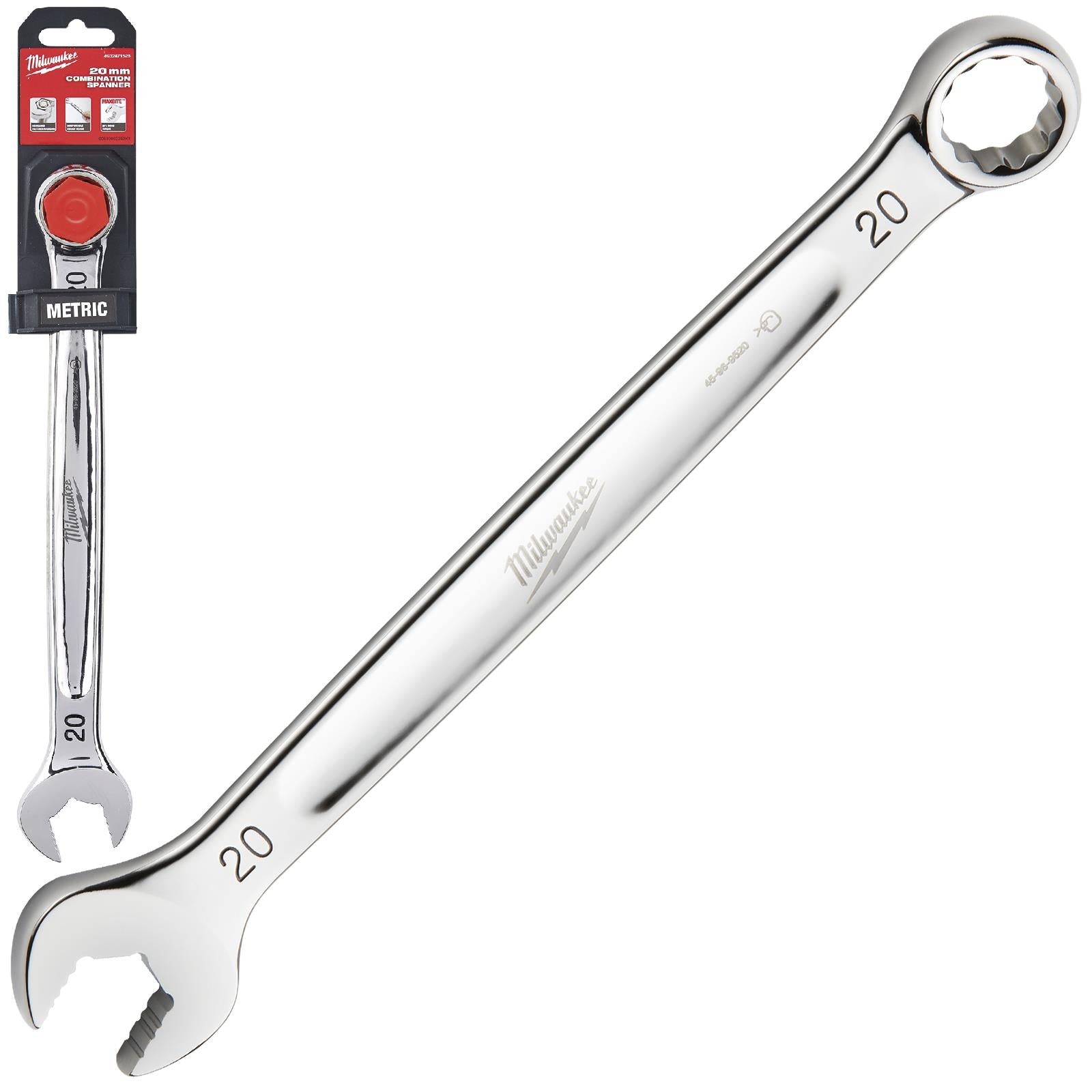 Milwaukee Combination Spanner MAX BITE Open End Ring Spanners - Choose Size