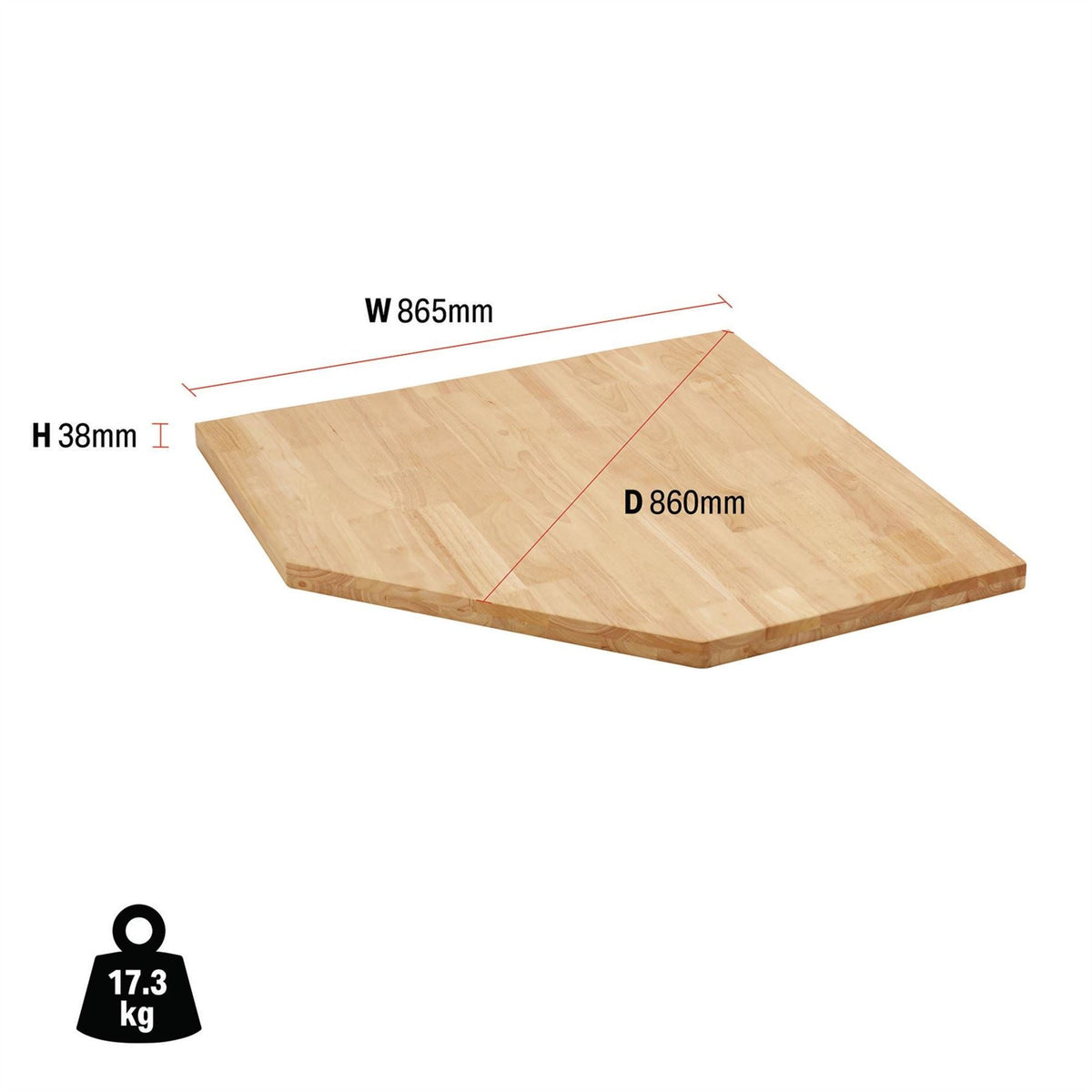 BUNKER Modular Hardwood Worktop for Corner Cabinet 865mm 27366  White Rose Tools