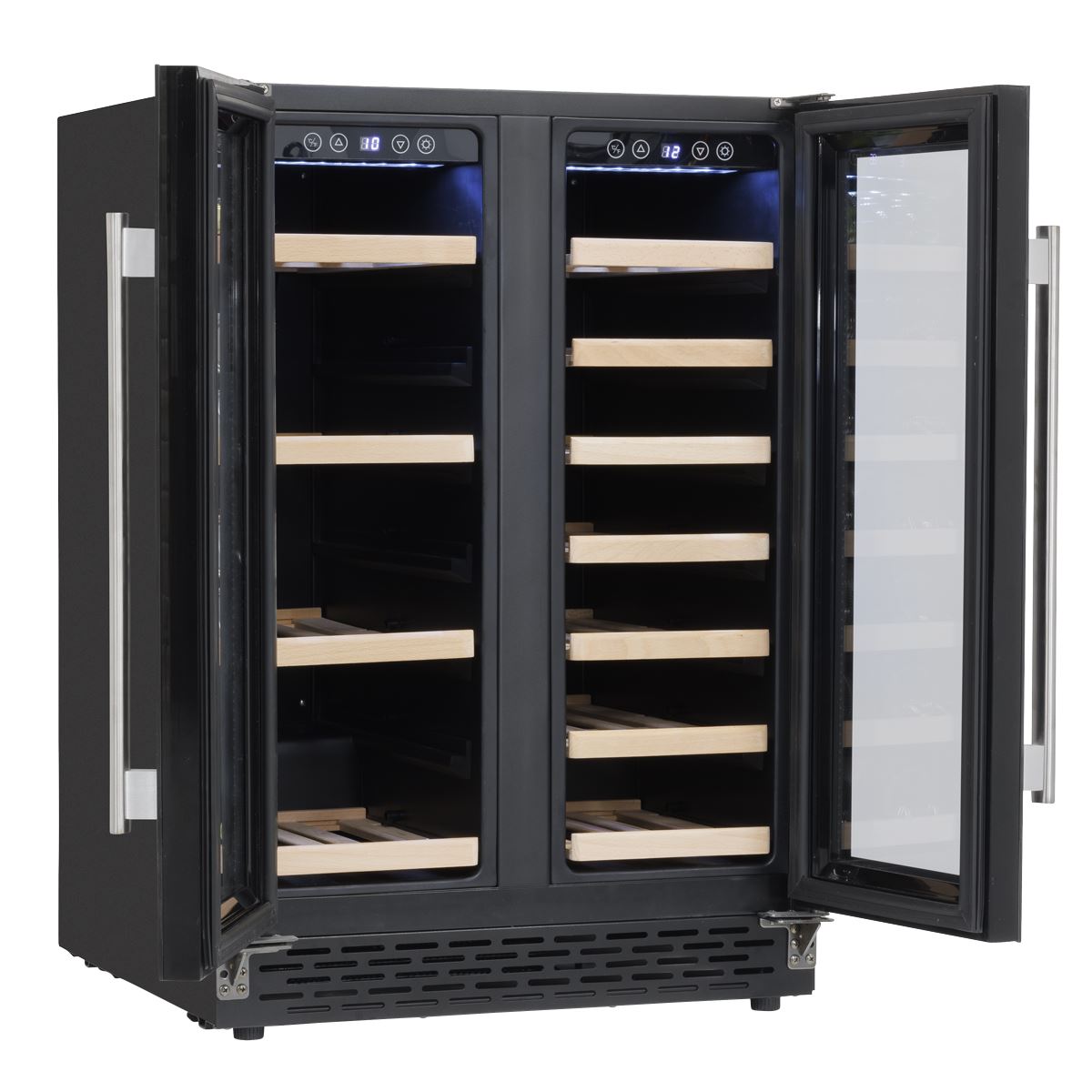 Baridi 60cm Dual Zone Wine Cooler and Drinks Fridge 40 Bottle/120 Can Built-In Under Counter/Freestanding Glass Fronted Bar Drinks Fridge Chiller