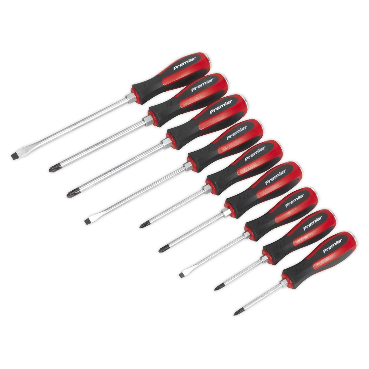Sealey 9 Piece Premier Hammer Thru Screwdriver Set Phillips Slotted Pozi 