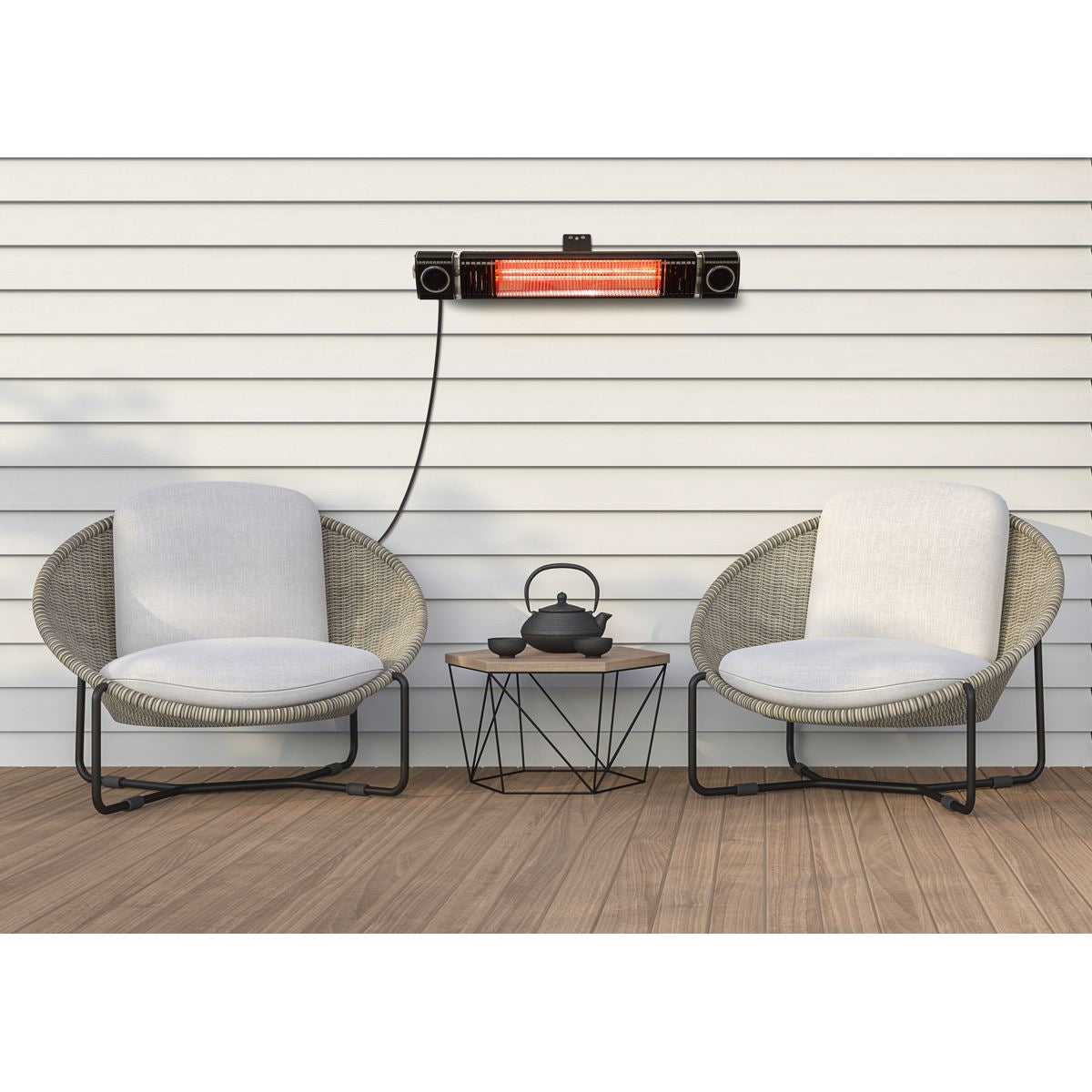 Dellonda Infrared Outdoor 2000W Patio Heater with Speakers for Music, Black