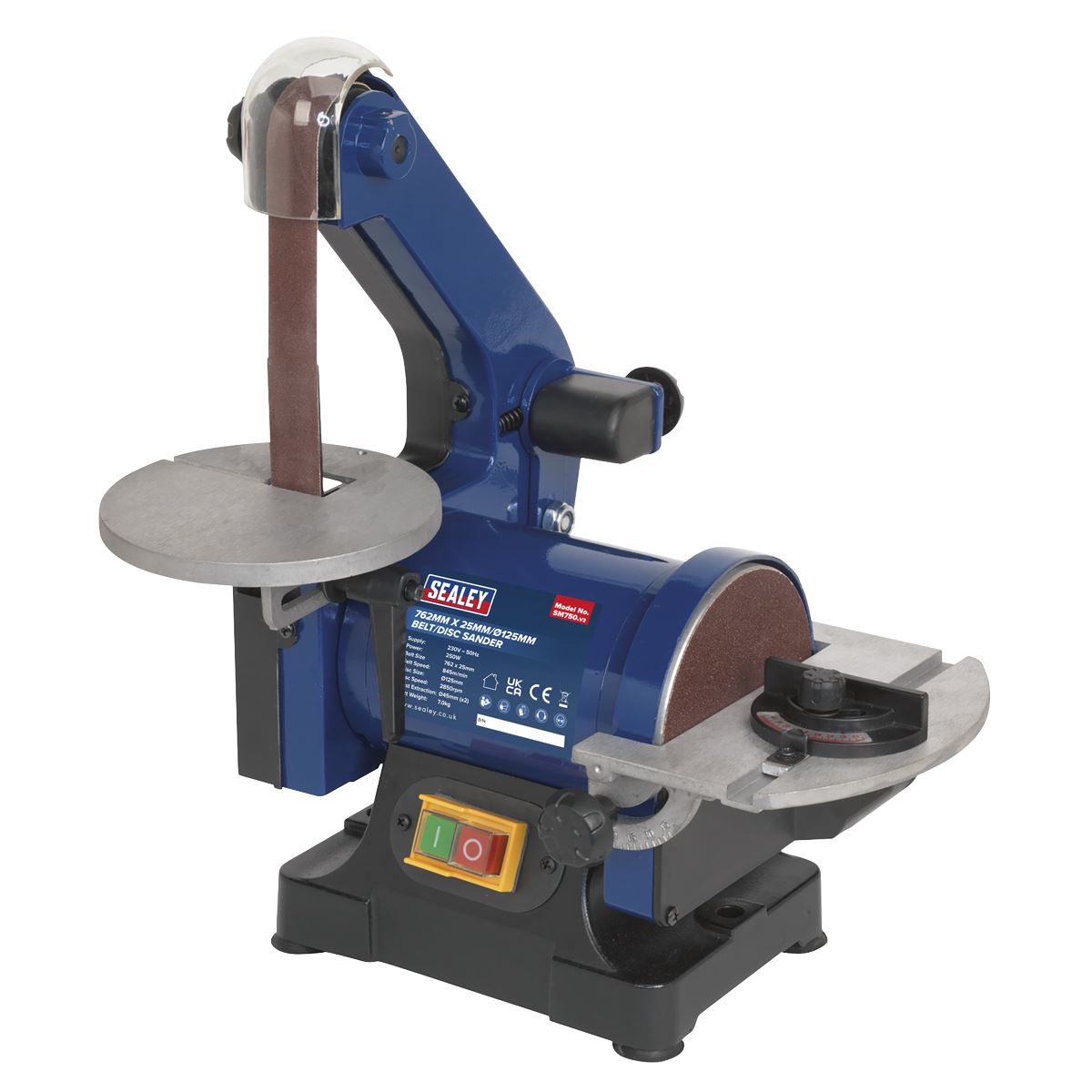 Sealey Belt/Disc Sander 25 x 762mm/Ø125mm 250W/230V 