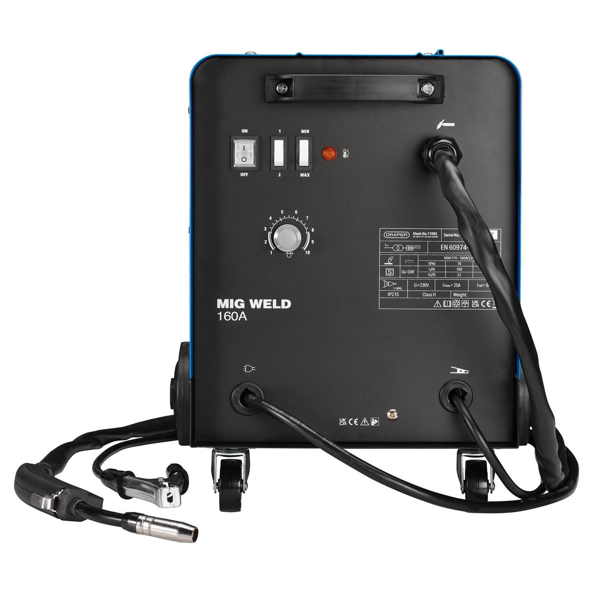 Draper Gas/Gasless MIG Welder 160A 71095  White Rose Tools