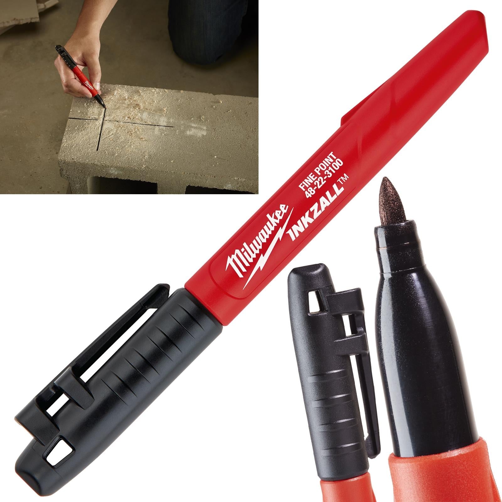 Milwaukee INKZALL Fine Tip Marker Pen Black 1mm Tip 