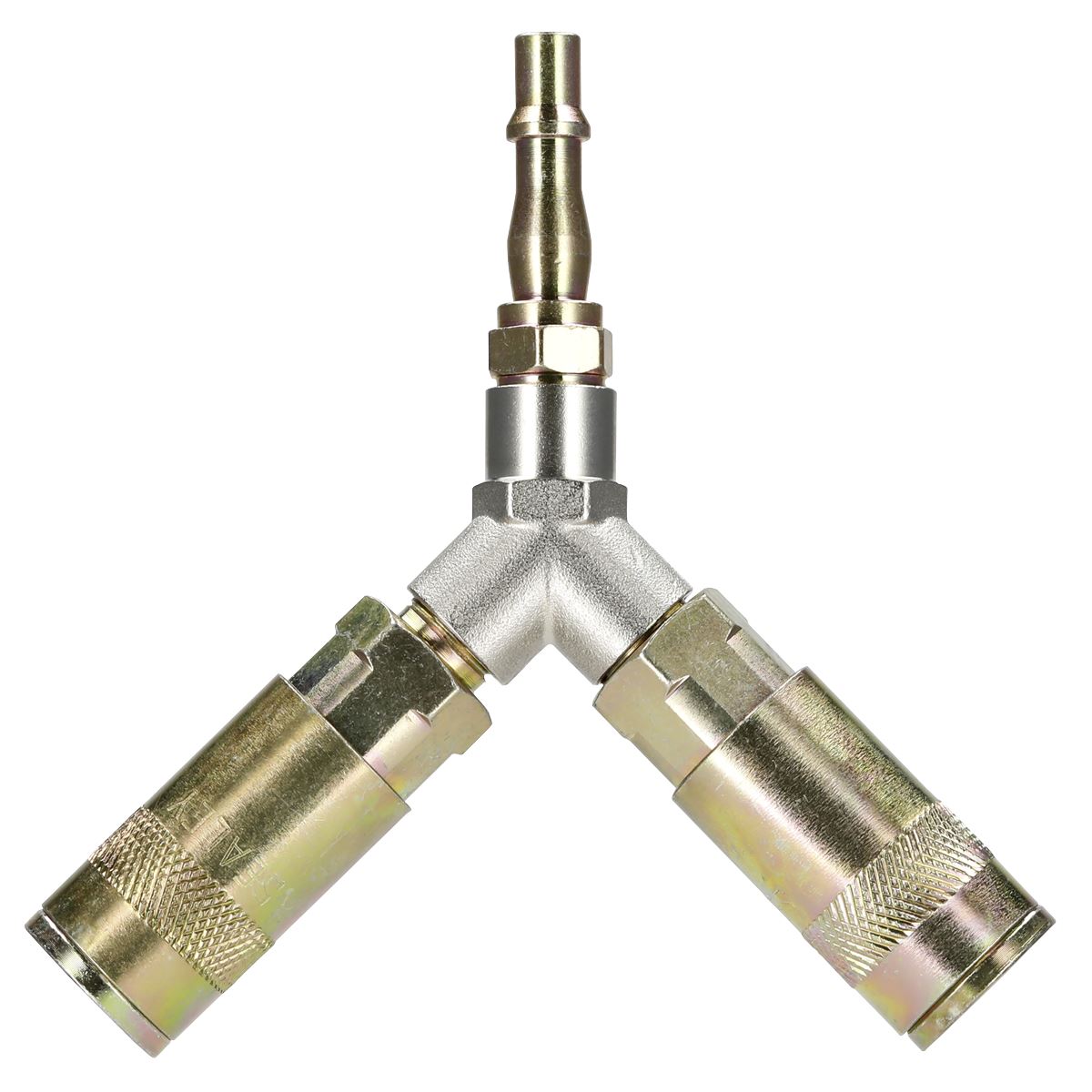 Sealey 1/4" BSP Twin Quick Coupler Y Adaptor Air Line Fitting Connector Splitter 