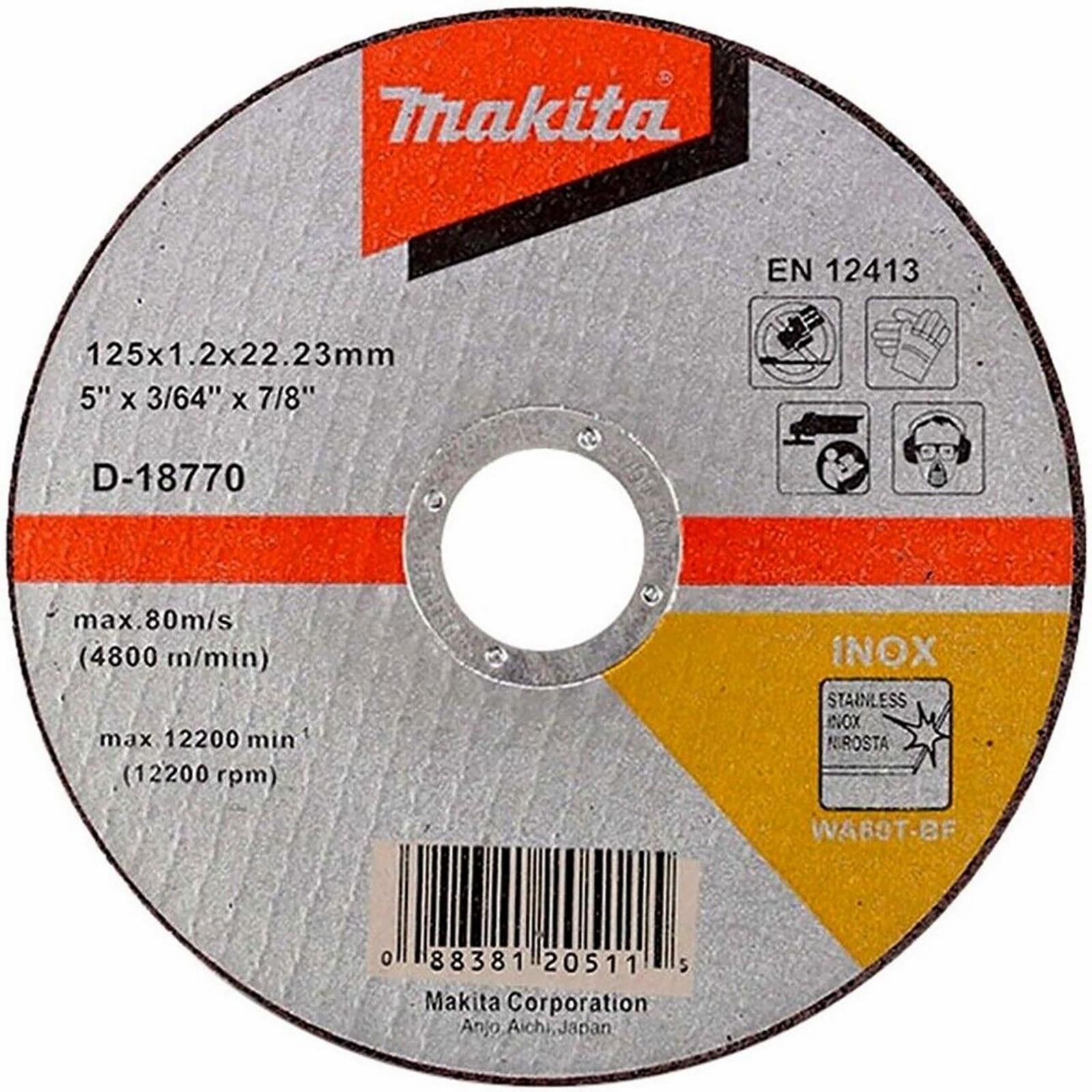 Makita Cutting Discs Slitting Cut Off Wheel for Angle Grinder 125mm x 1.2mm 100 Piece Bucket 