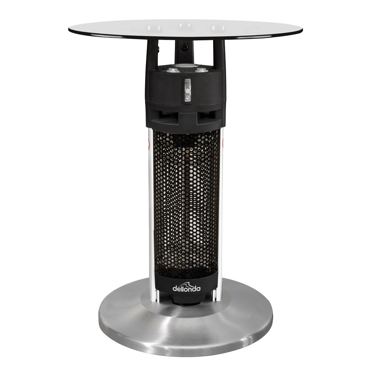 Dellonda Bistro Table with 1200W Heater, 65cm, Black/Stainless Steel