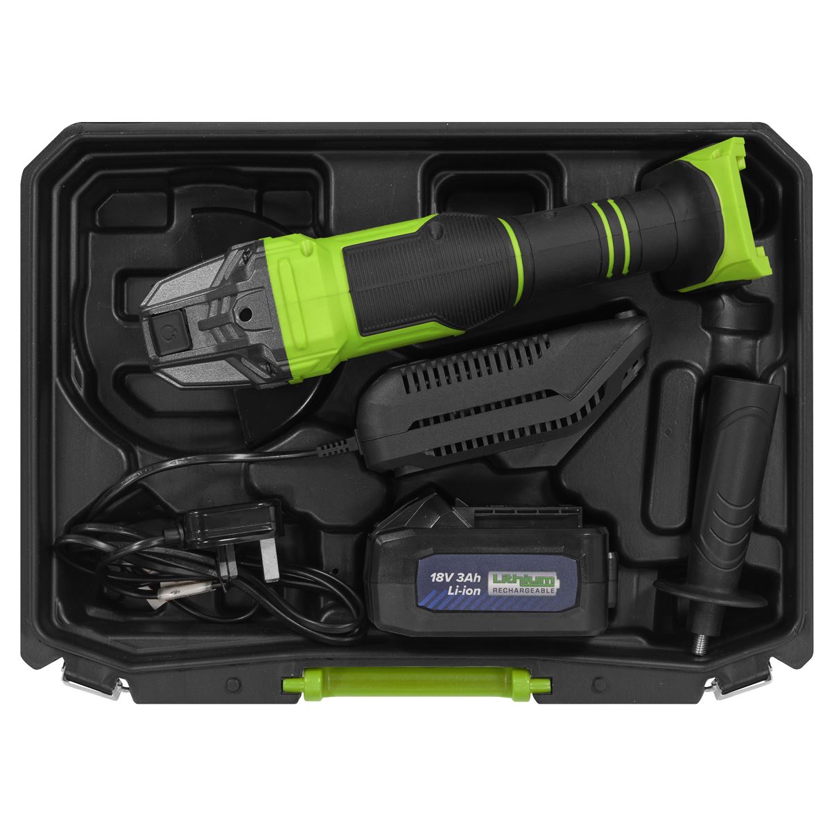 Sealey 18V 3Ah 115mm Cordless Angle Grinder - Green  White Rose Tools