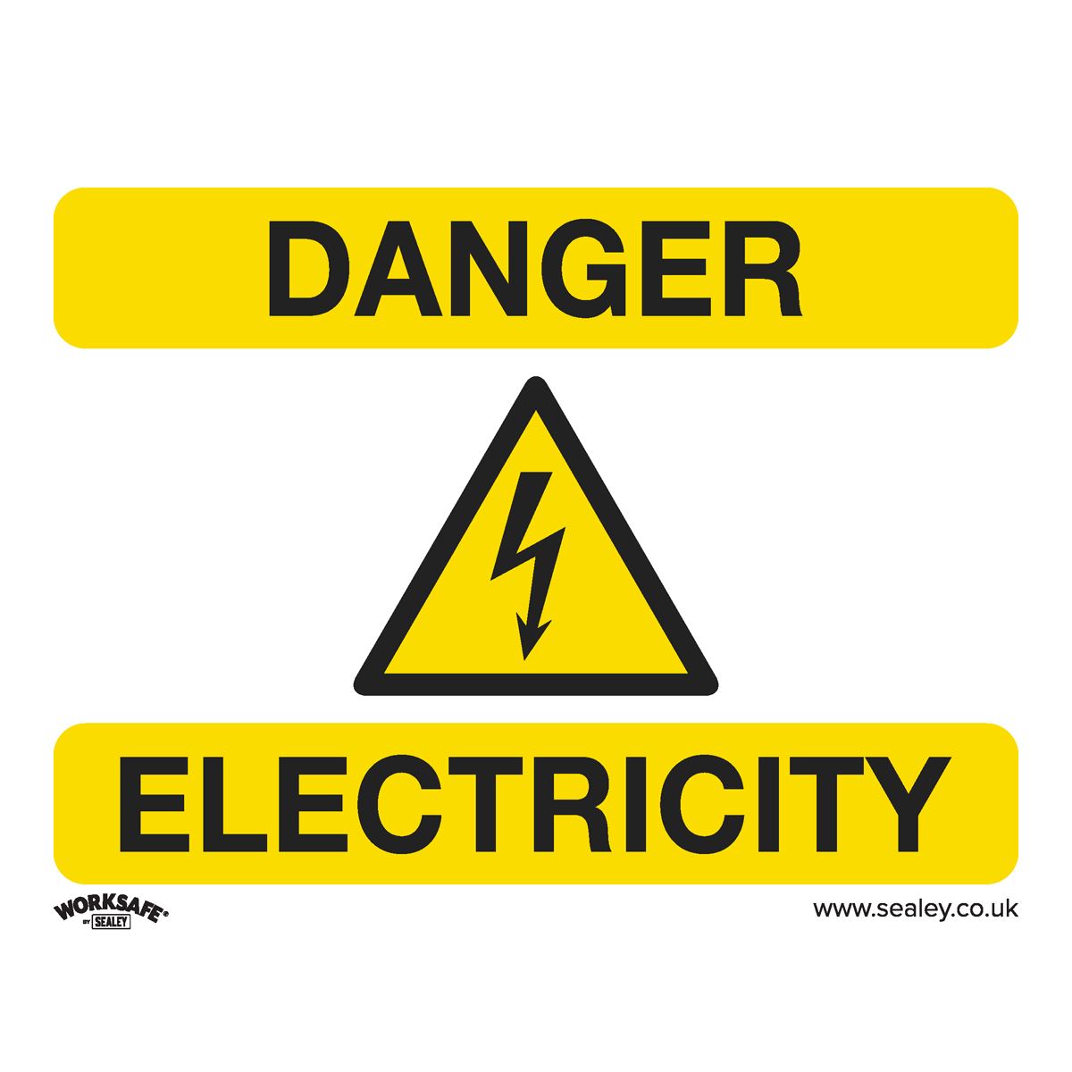 Worksafe by Sealey Warning Safety Sign - Danger Electricity - Self-Adhesive Vinyl - Pack of 10 