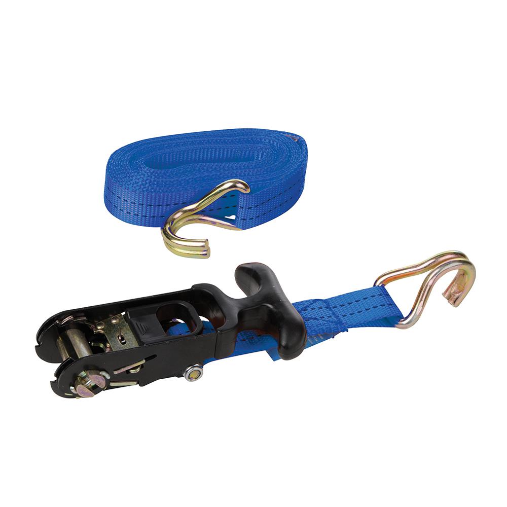 Silverline Rubber-Handled Ratchet Tie Down Strap J-Hook 4.5m x 30mm Rated 400kg Capacity 800kg 135487