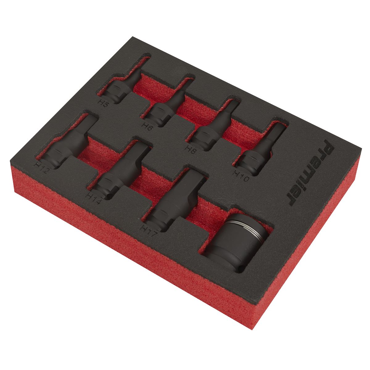 Sealey Impact Hex Socket Bit Set 8 Piece 3/8" Drive 5-17mm in EVA Storage Tray