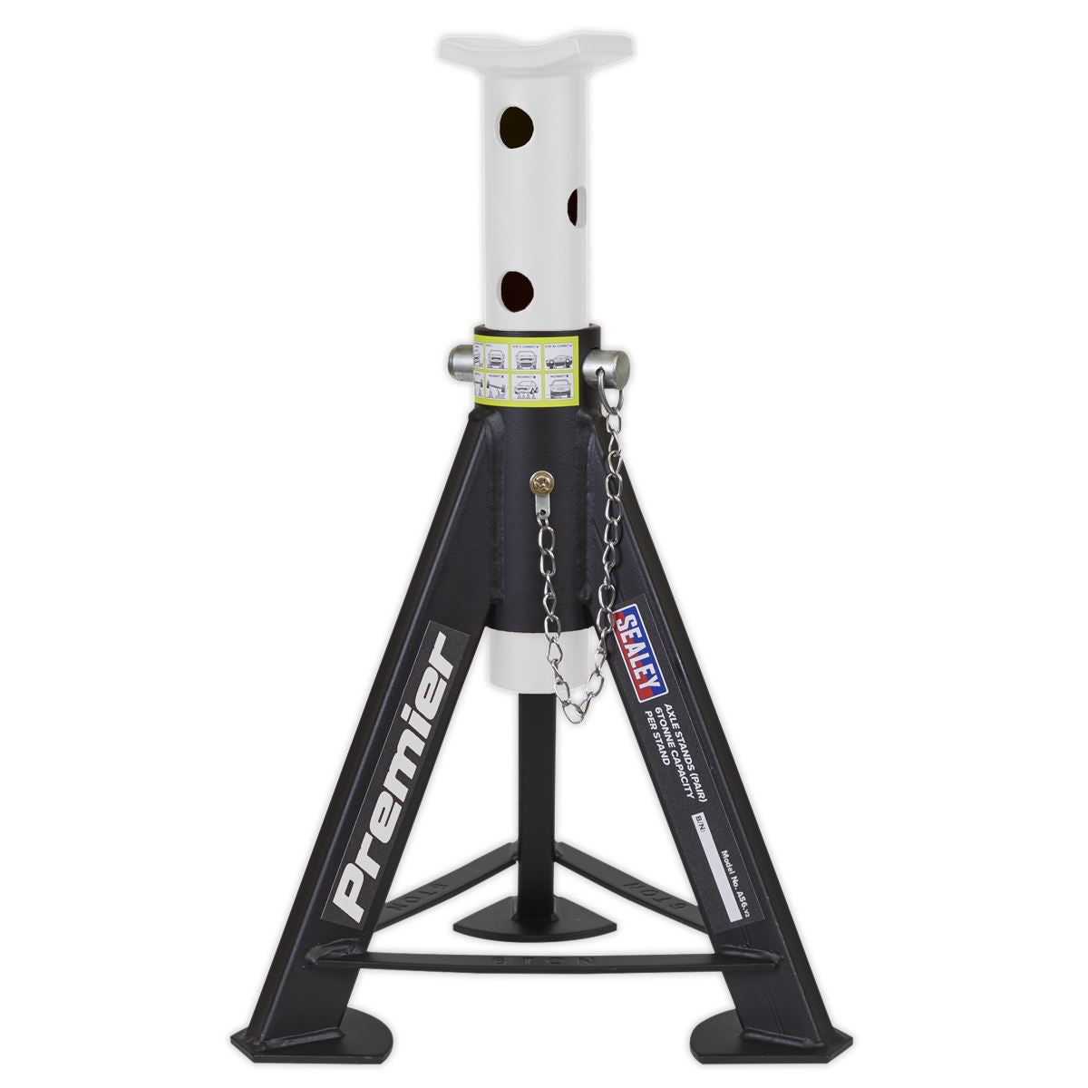 Sealey Premier Premier Axle Stands (Pair) 6 Tonne Capacity per Stand - White 